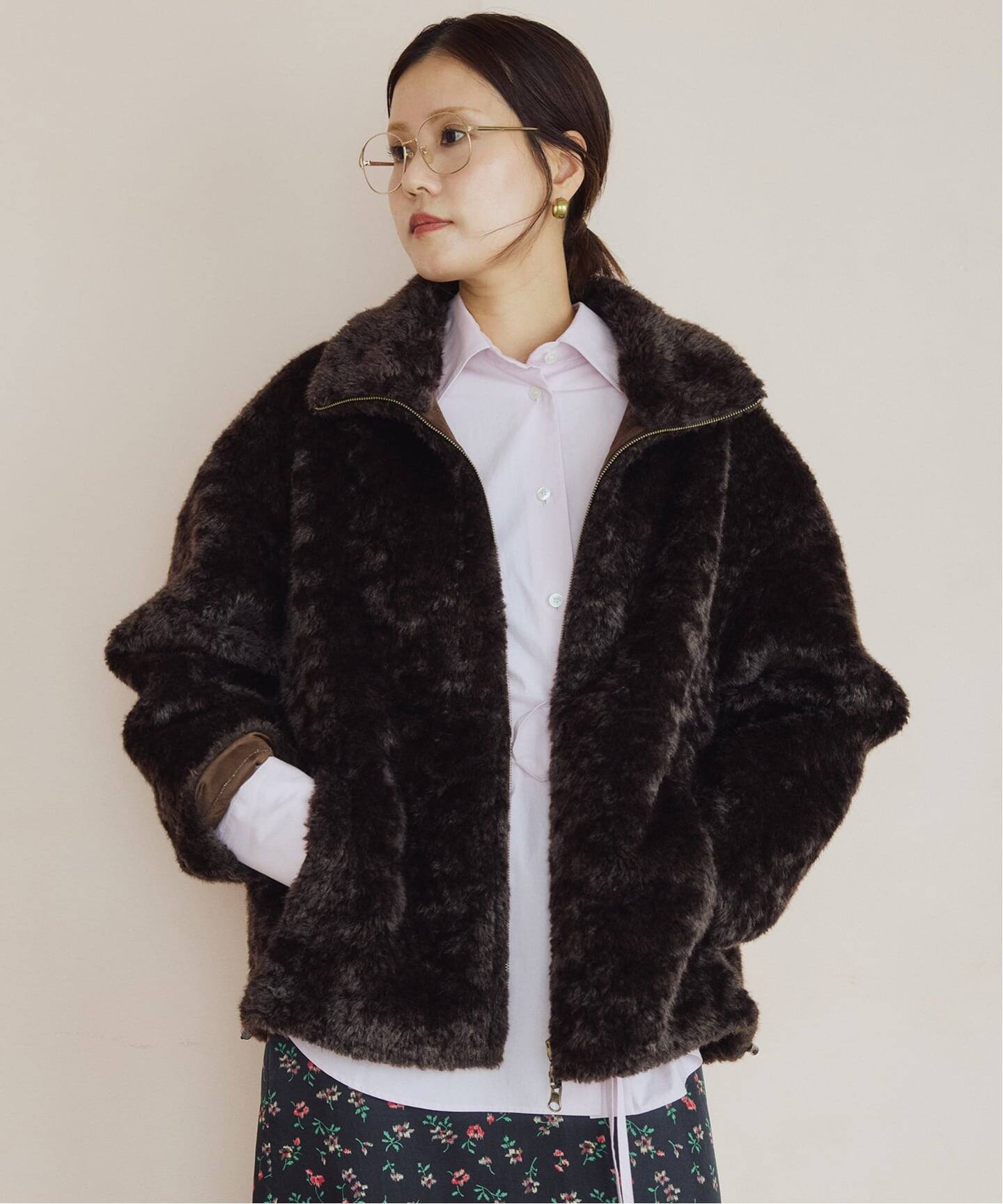 予約》IENA LA BOUCLE リバーシブルフェイクファースエードブルゾン 