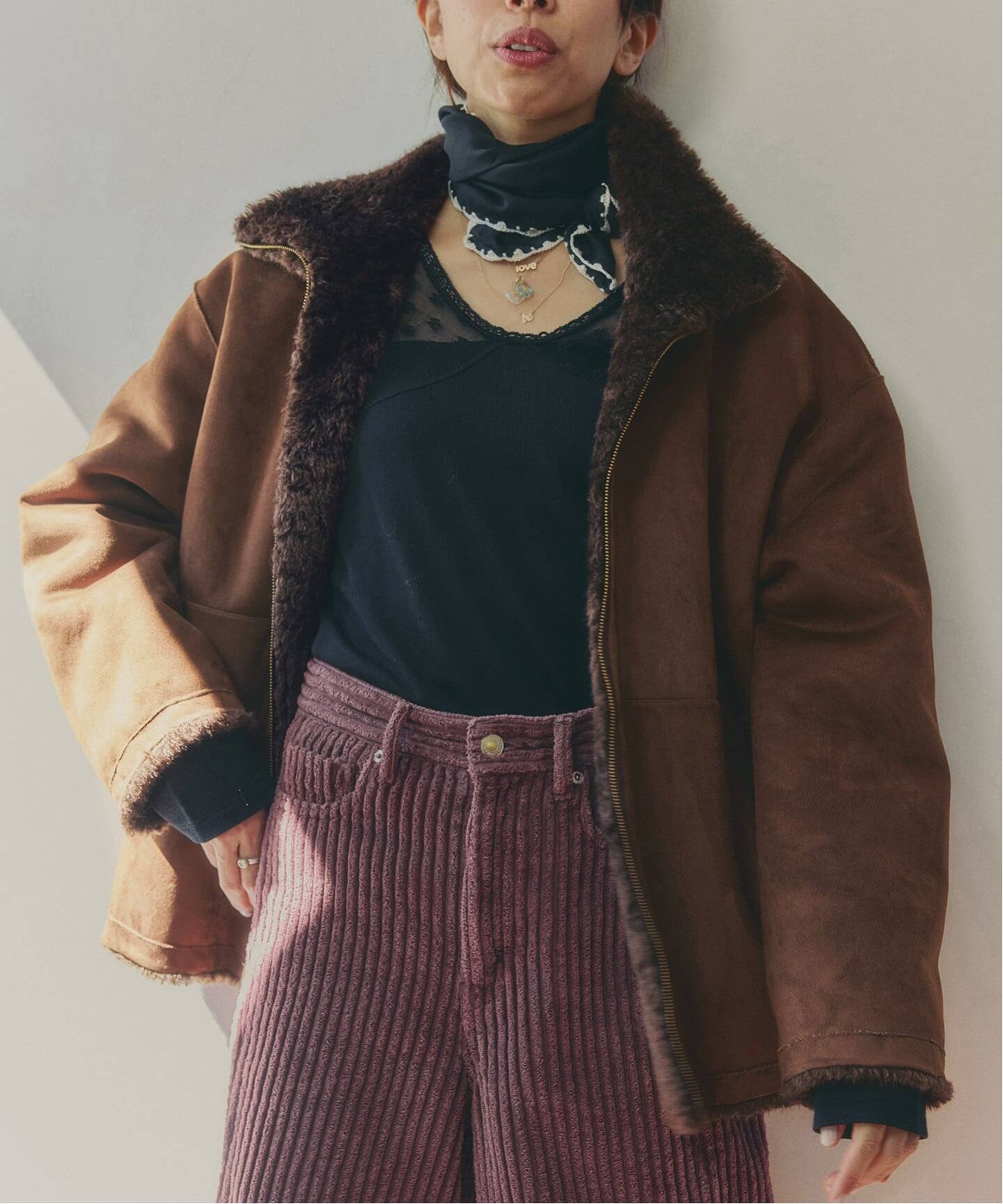 予約》IENA LA BOUCLE リバーシブルフェイクファースエードブルゾン 