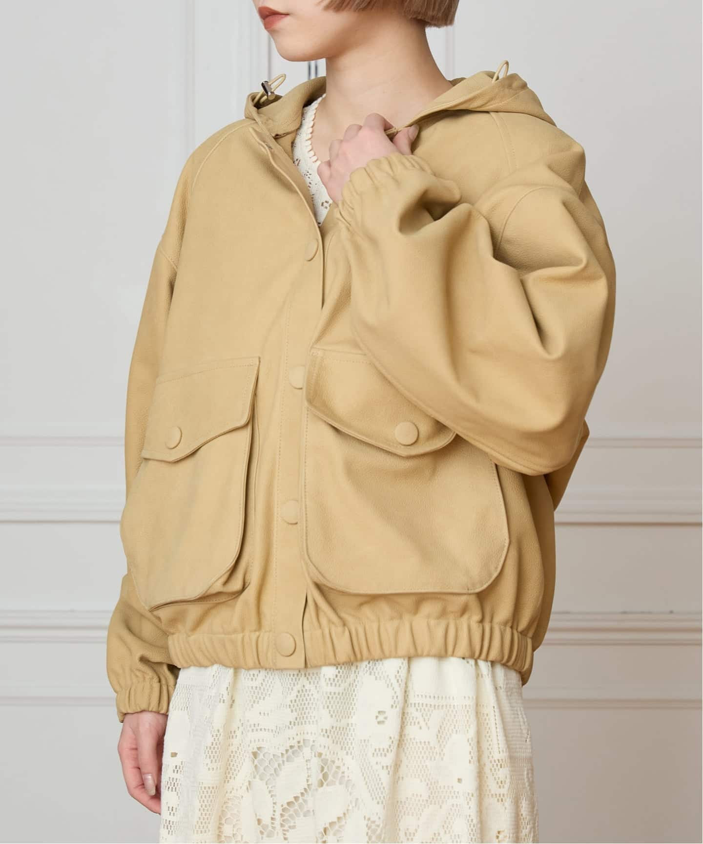 IENA LA BOUCLE GOATLEATHER HOODIEブルゾン（その他ブルゾン