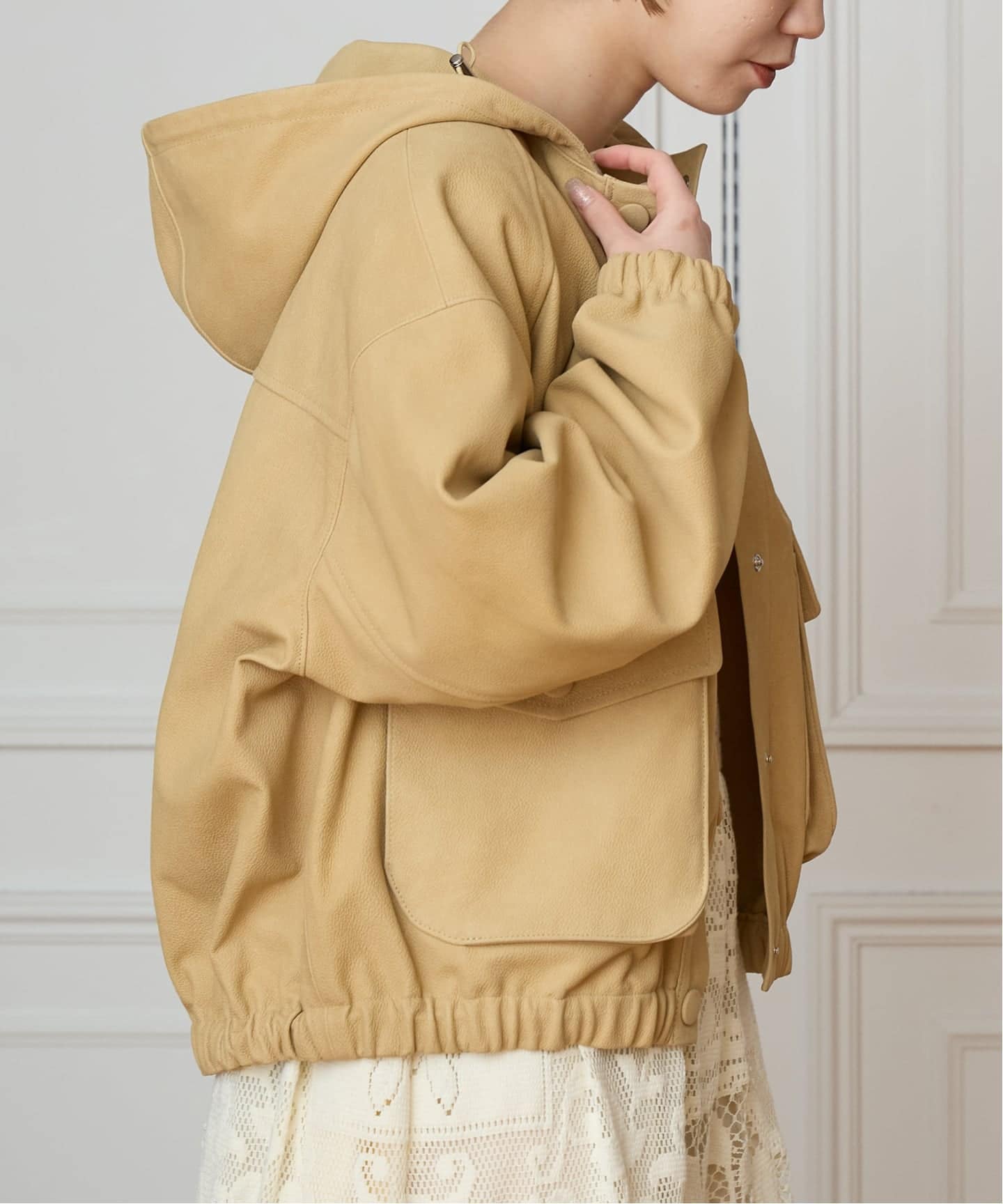 IENA LA BOUCLE GOATLEATHER HOODIEブルゾン（その他ブルゾン