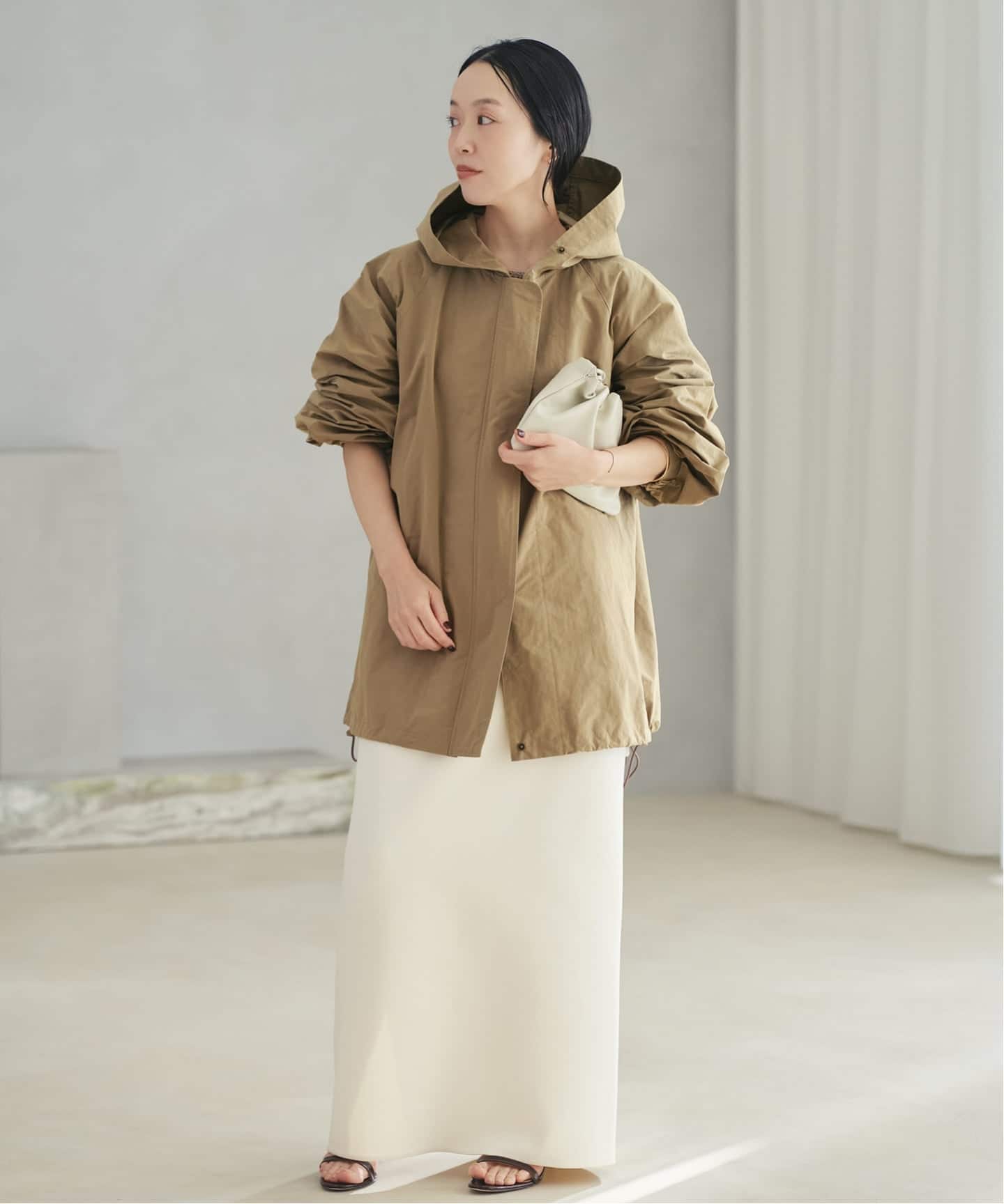 バニラベージュ　お袖ラッフルブルゾン 予約》撥水hoodie mods ブルゾン（その他ブルゾン／アウター）｜Plage