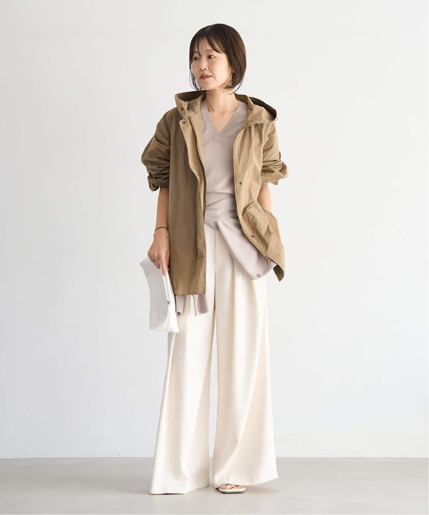 バニラベージュ　お袖ラッフルブルゾン 予約》撥水hoodie mods ブルゾン（その他ブルゾン／アウター）｜Plage