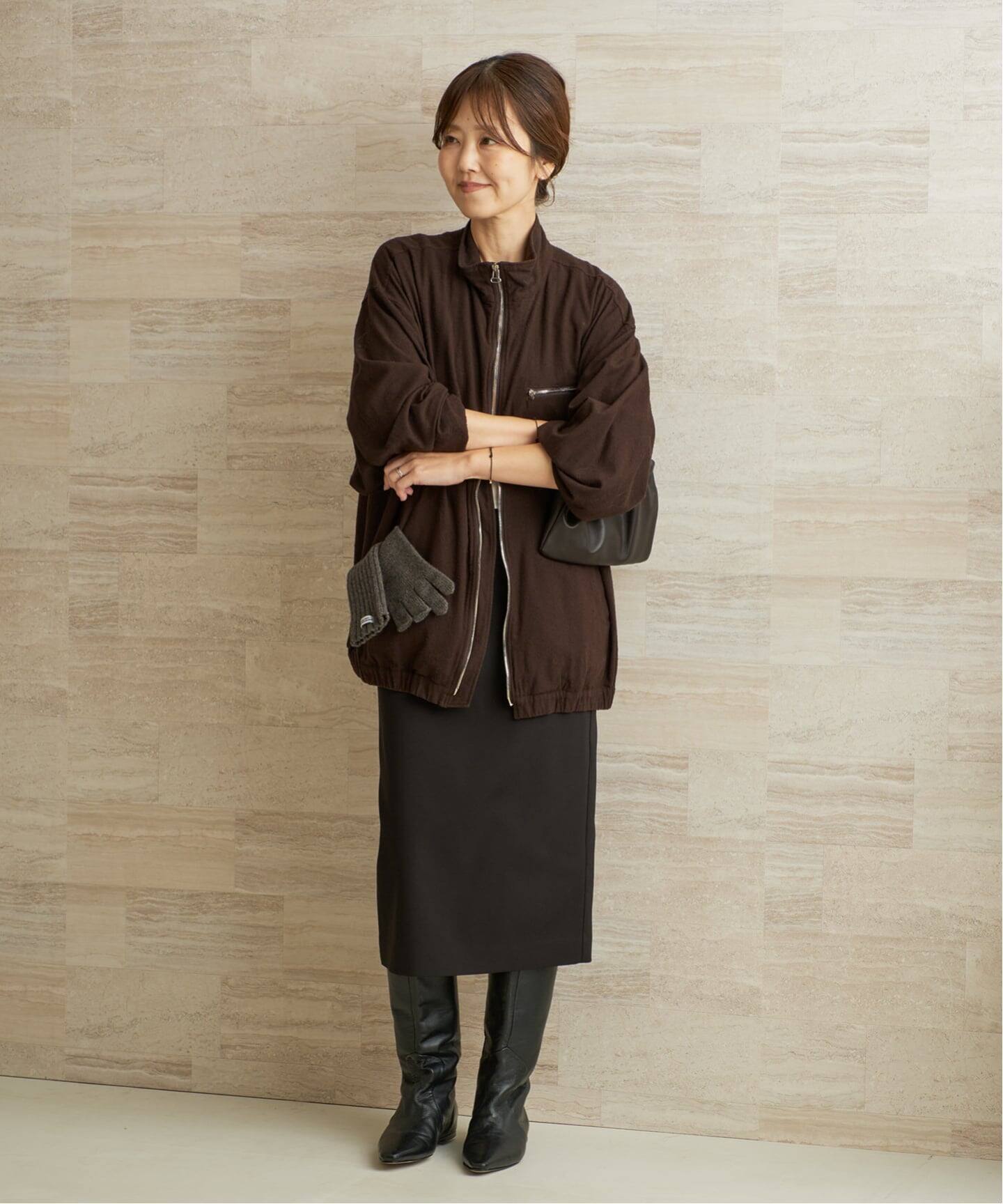 JANE SMITH / ジェーンスミス GARMENT DYED SILK NOIL ZIP ブルゾン 