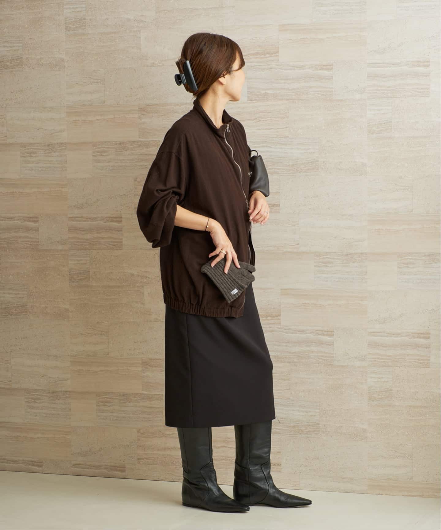 JANE SMITH / ジェーンスミス GARMENT DYED SILK NOIL ZIP ブルゾン
