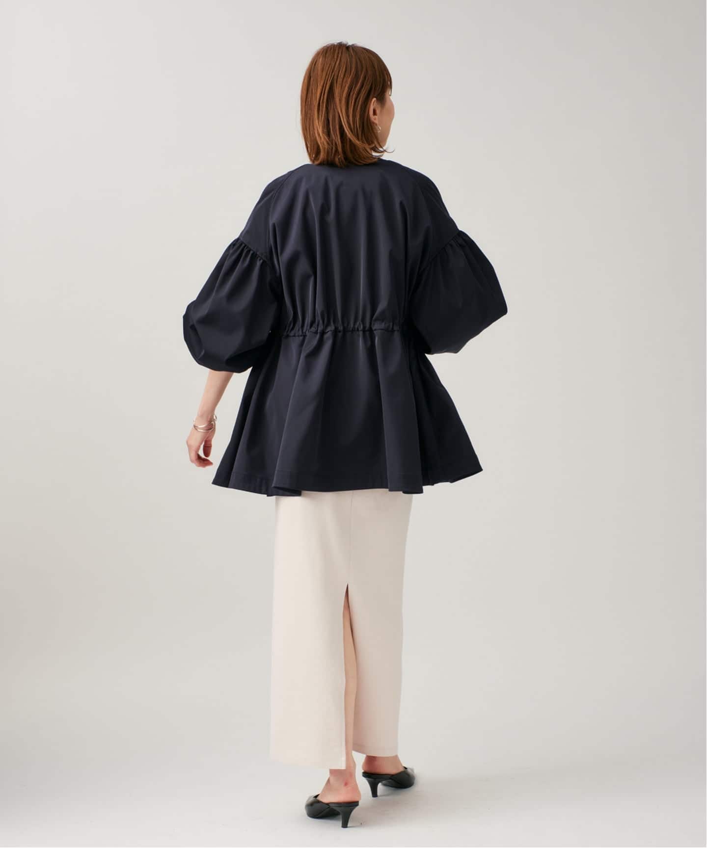 追加2予約》ノーカラーギャザーZIPブルゾン（その他ブルゾン／アウター