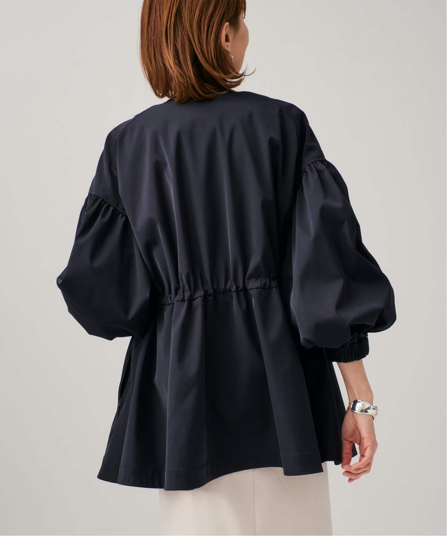 追加2予約》ノーカラーギャザーZIPブルゾン（その他ブルゾン／アウター