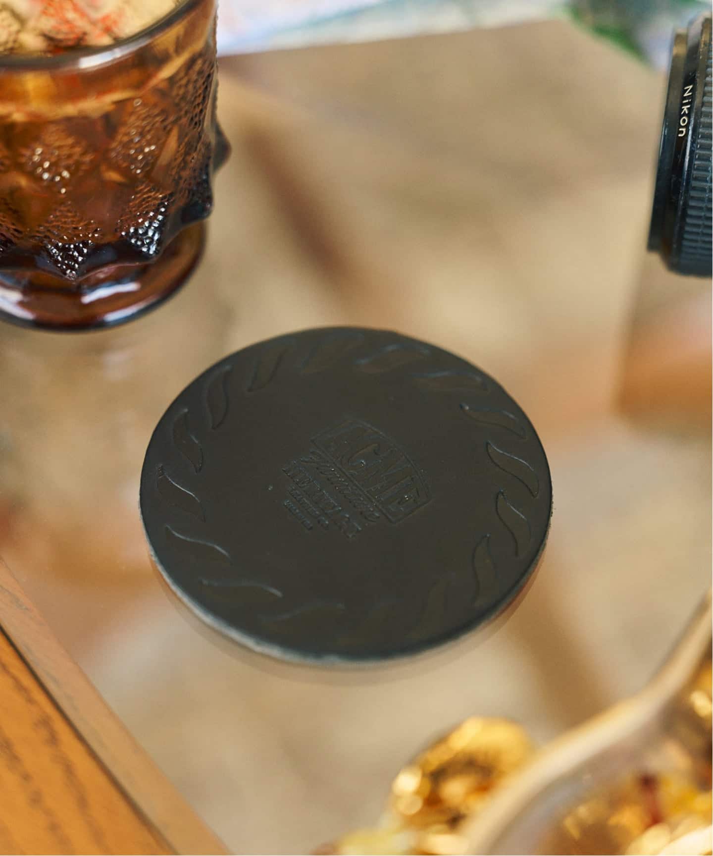HELITAGE LEATHER】ACME別注 LEATHER COASTER BK コースター（食器