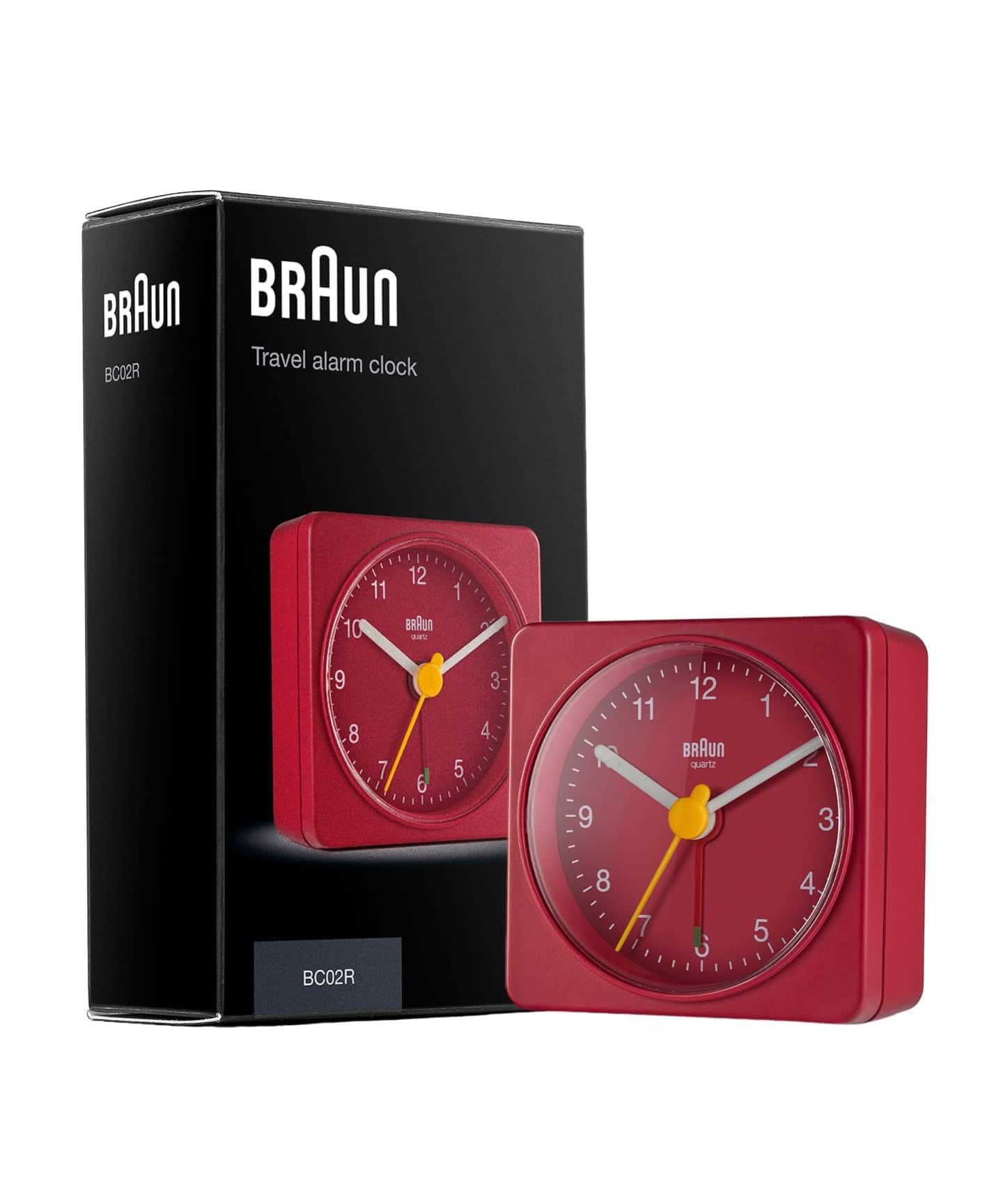 昭和レトロ　ミラー＆収納ボックス付き・クォーツ時計 赤系ブラックマーブル BRAUN ALARM CLOCK RED BC02R（置き時計・掛け時計）｜HIROB（ヒロブ