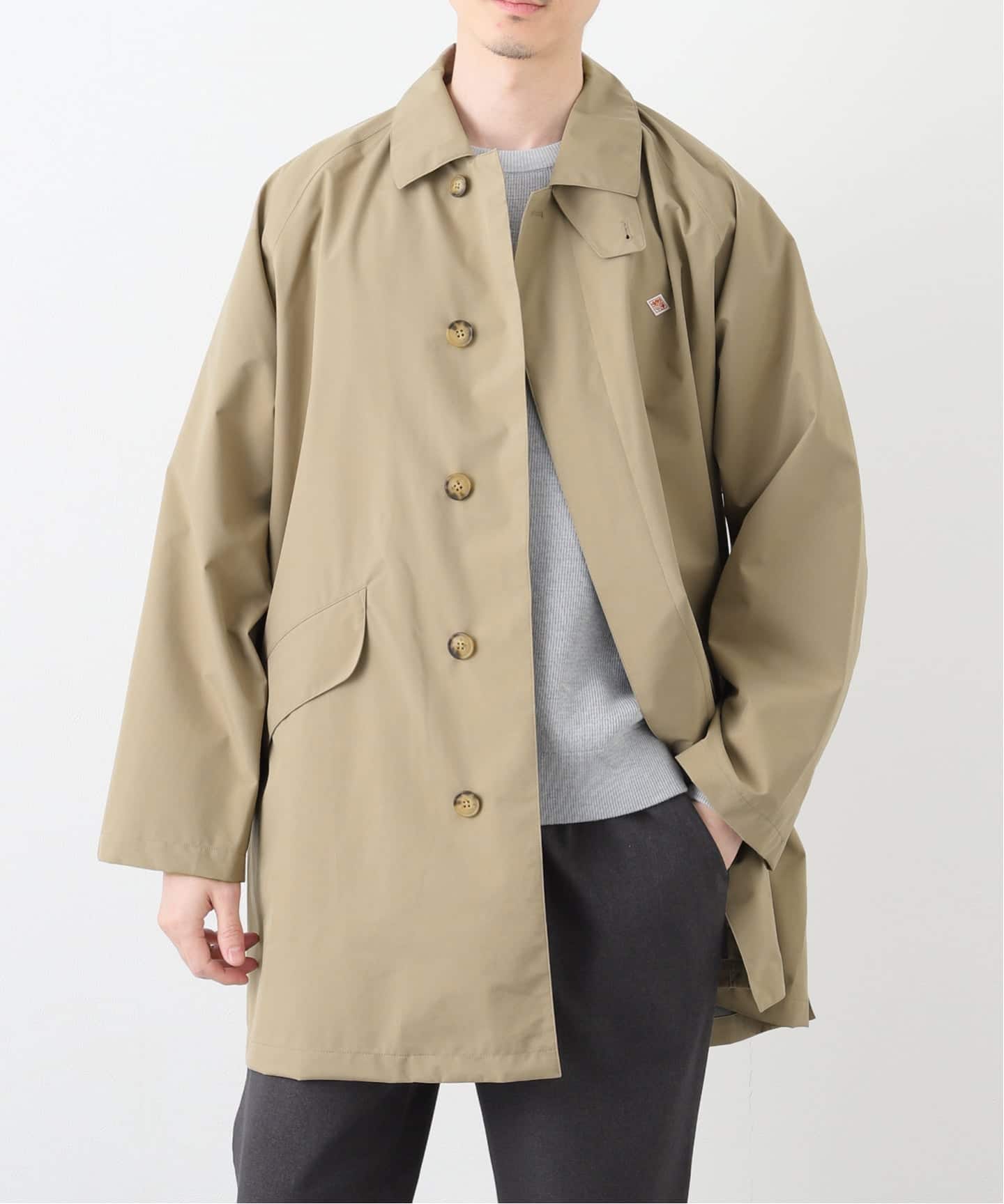 DANTON ベージュ フード付きコート DANTON 3LAYER CLOTH HOODED BALMACAANCOAT（フードコート）｜BOICE