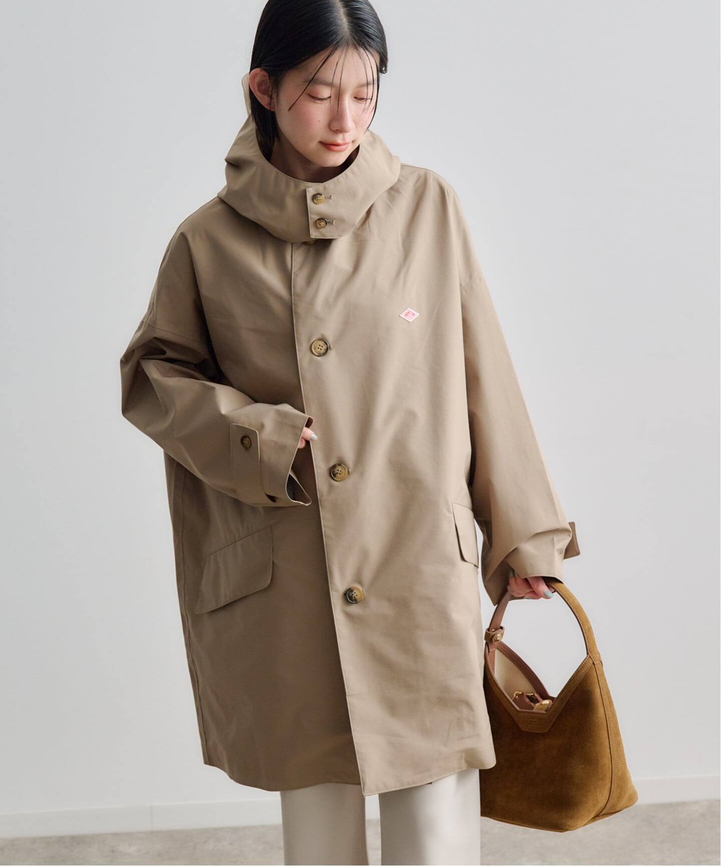 DANTON ベージュ フード付きコート DANTON 3LAYER CLOTH HOODED BALMACAANCOAT（フードコート）｜BOICE