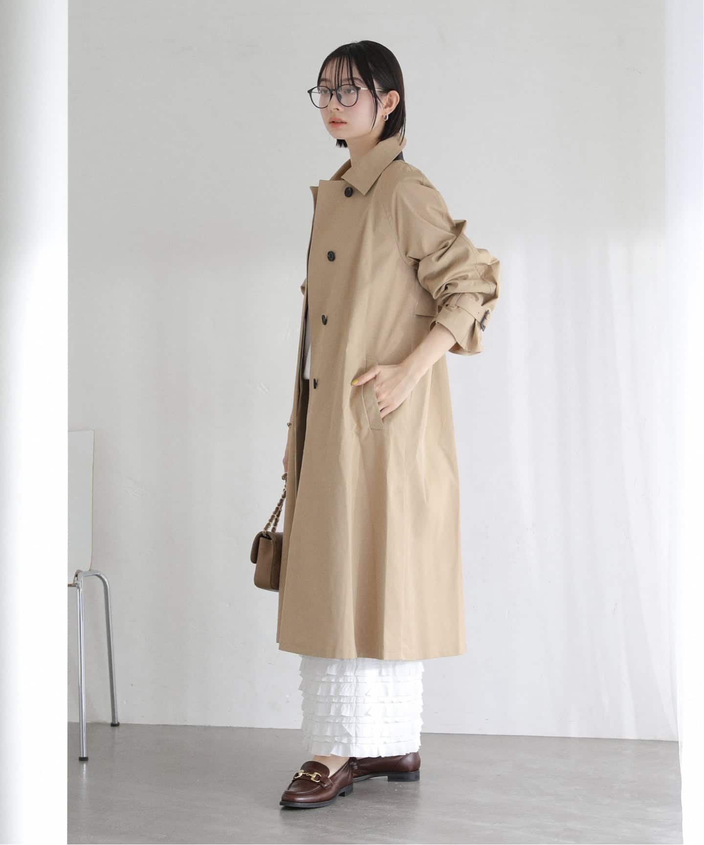 24AW ラトータリテ ステンカラーコート 定価4.9万 ロング キャメル 38 ステンカラーライトコート（ステンカラーコート）｜La Totalite（ラ