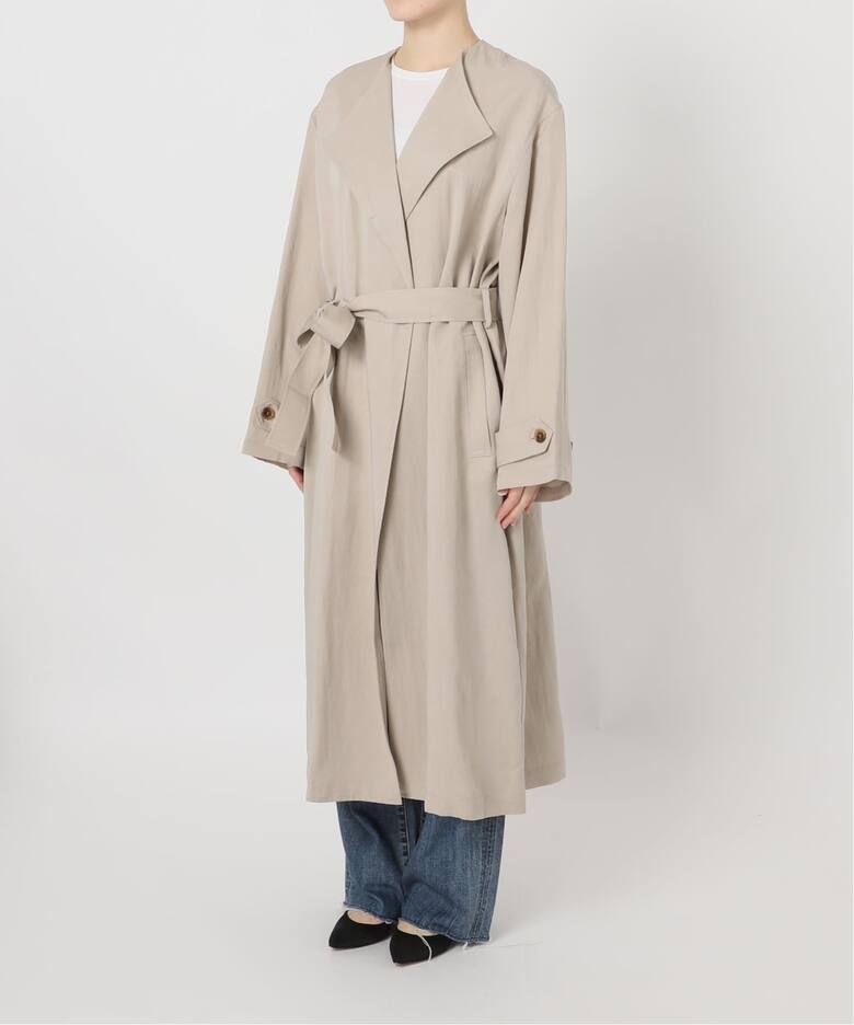 Spick & Span ビーバー ZIPコート ロングコート ノーカラーコート 