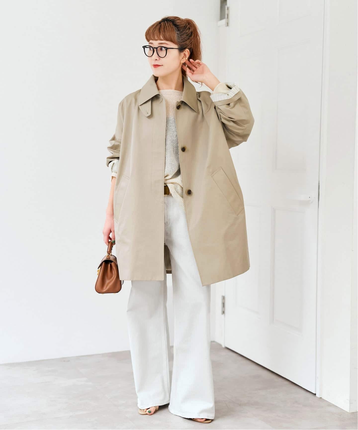 T/Cギャバステンカラーハーフコート（ステンカラーコート）｜Spick and