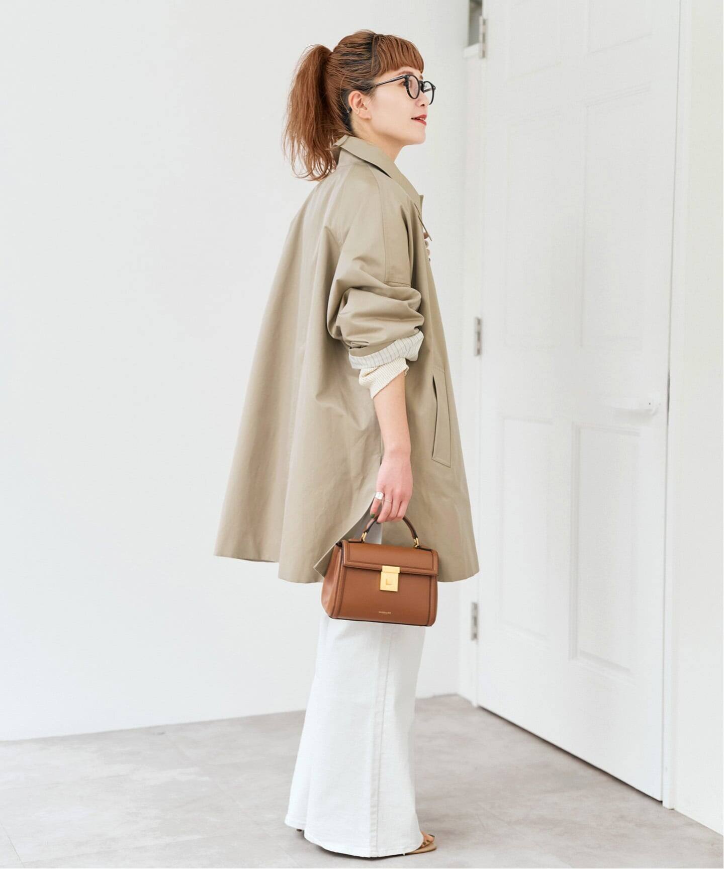 Spick and Span T/Cギャバステンカラーハーフコート T/Cギャバステンカラーハーフコート（ステンカラーコート）｜Spick
