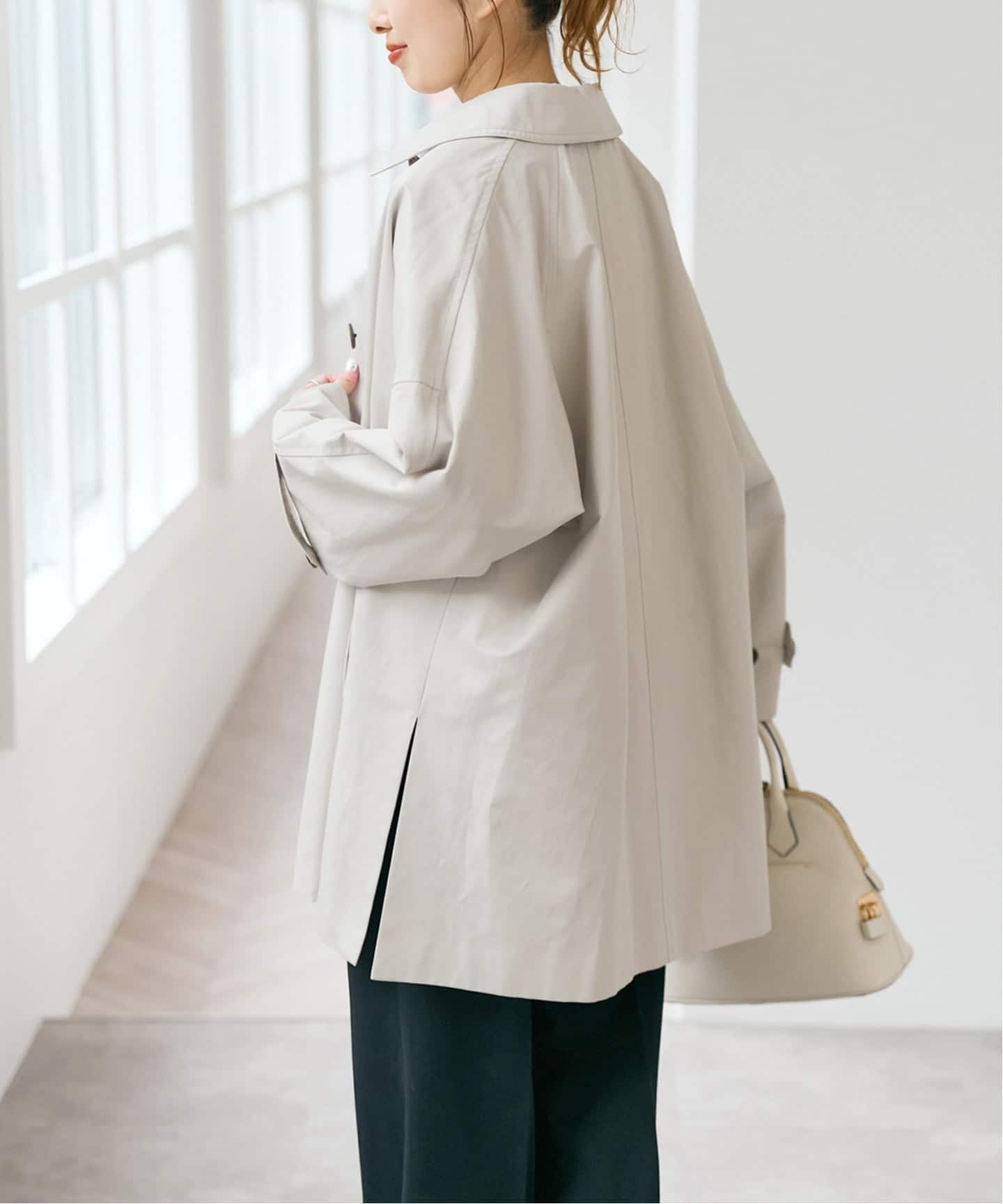 T/Cギャバステンカラーハーフコート（ステンカラーコート）｜Spick and