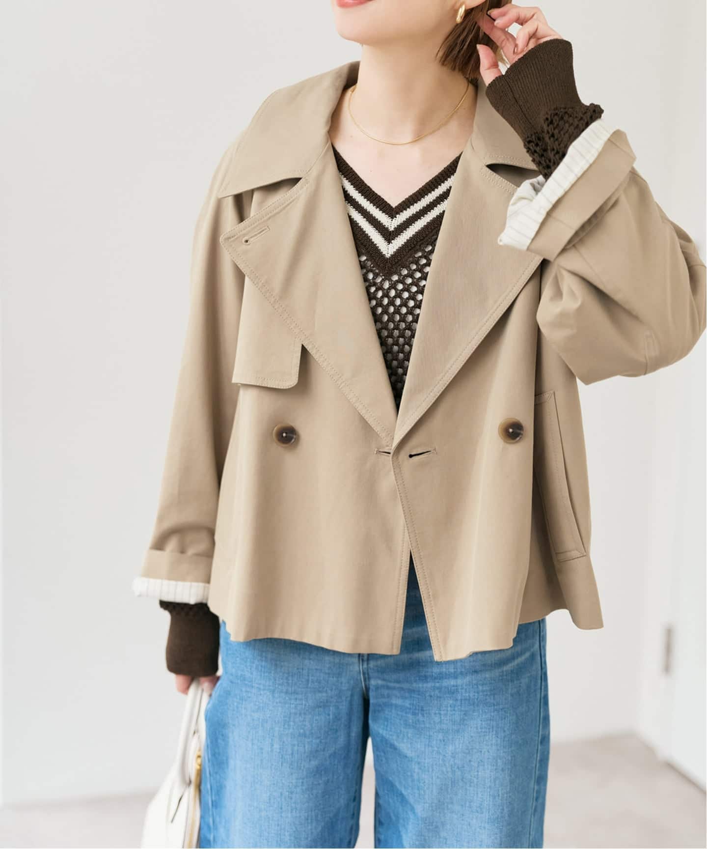 予約》ソフトツイルショートトレンチコート（トレンチコート）｜Spick