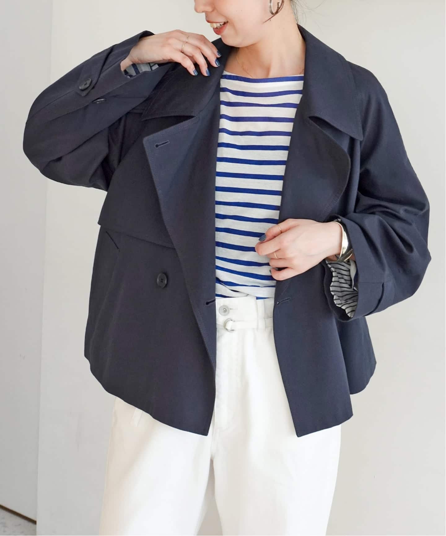 早い者勝ちセール☆スピックアンドスパン　濃紺コットントレンチコート Spick and Span☆トレンチコート