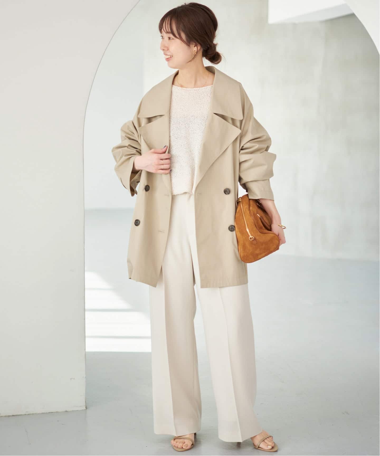 新色有り / 追加》C/Pミドル丈トレンチコート（トレンチコート