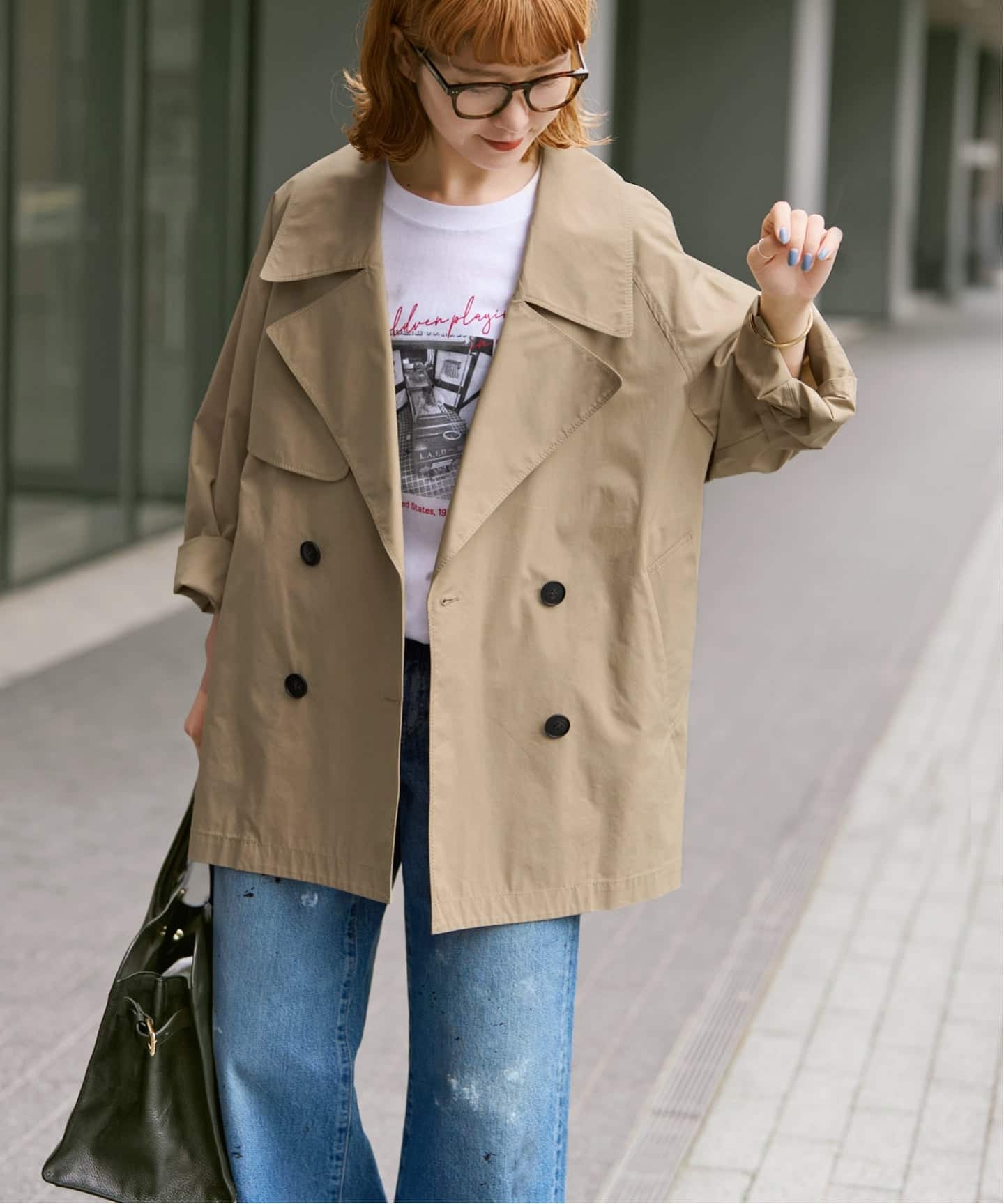 新色有り / 追加》C/Pミドル丈トレンチコート（トレンチコート