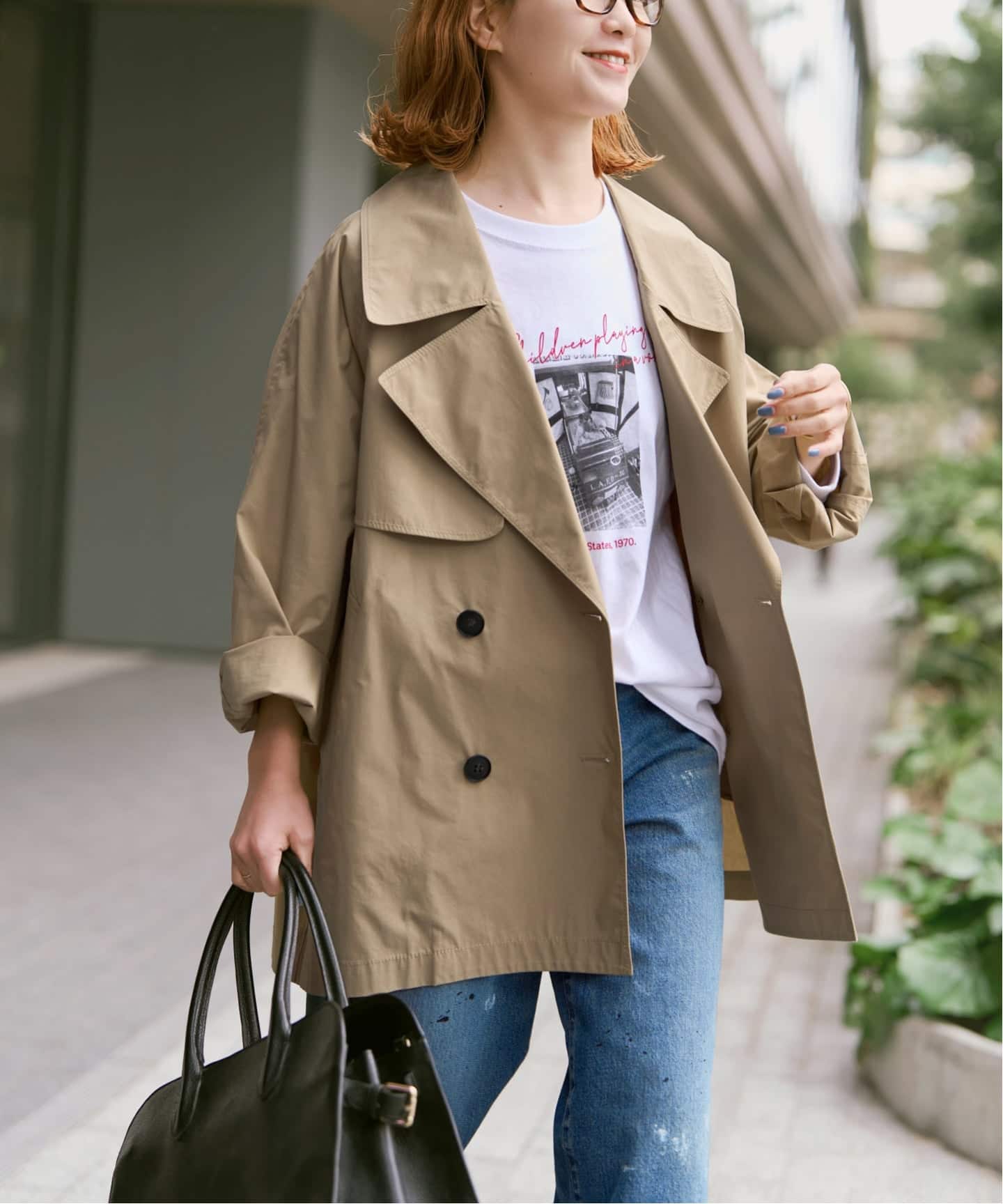 新色有り / 追加》C/Pミドル丈トレンチコート（トレンチコート