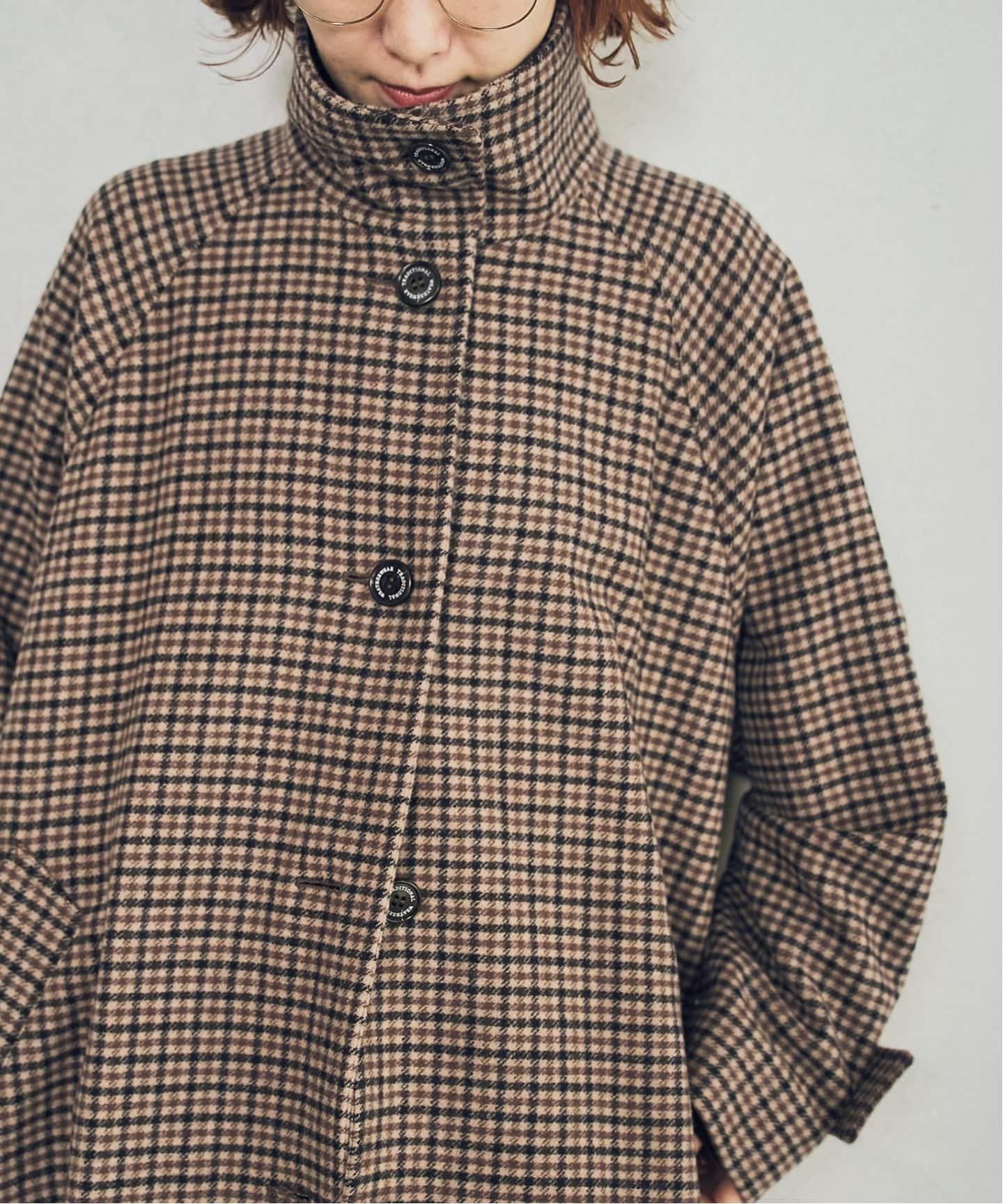 ヴィンテージ ロング羽織 墨柄 木ボタン 黒 ベージュ モード 古着 40周年 別注 / 予約》Traditional Weatherwear HORTON EX.*（その他