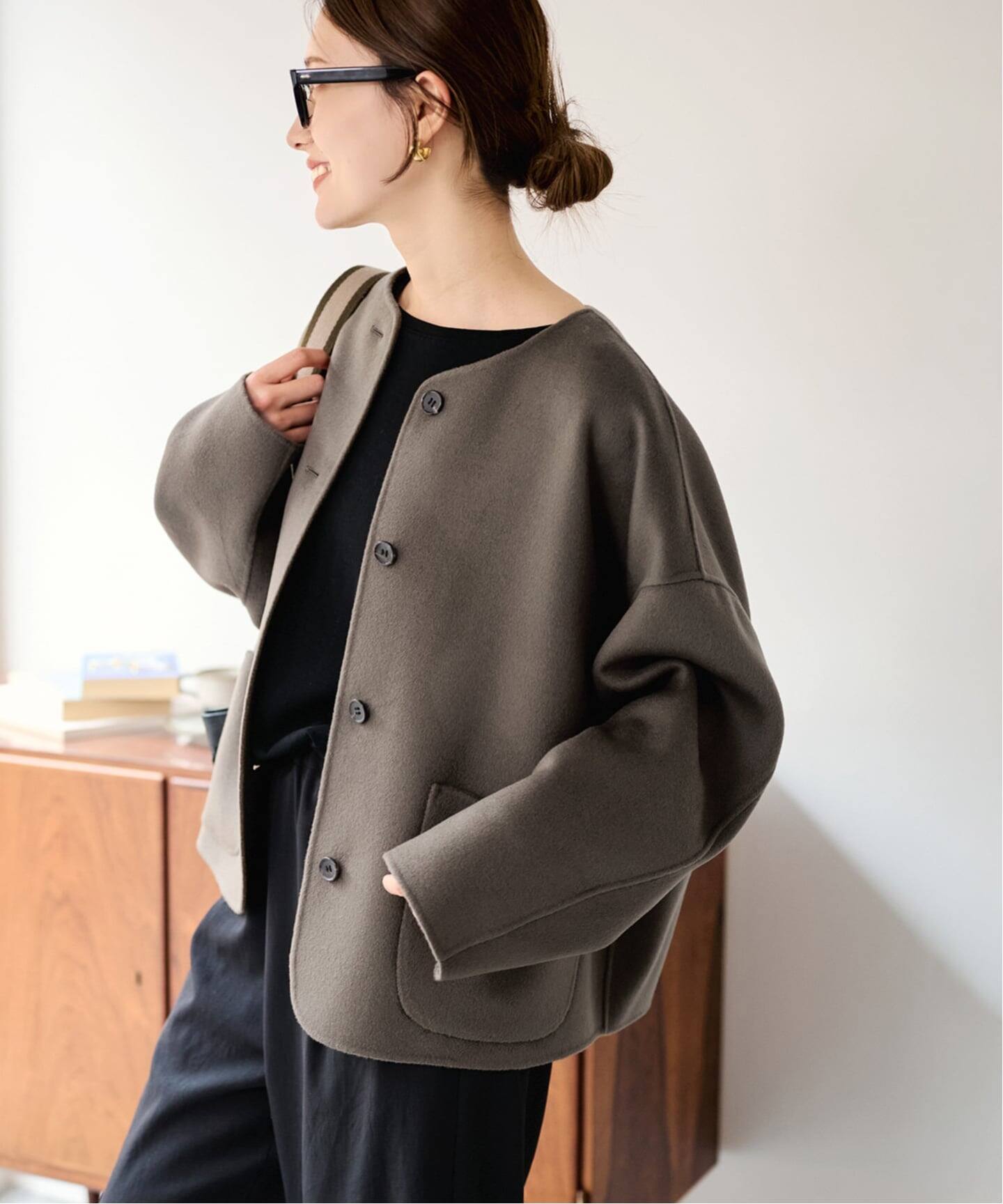 ≪追加≫ハミルトンリバークルーネックショートコート 3（ノーカラー
