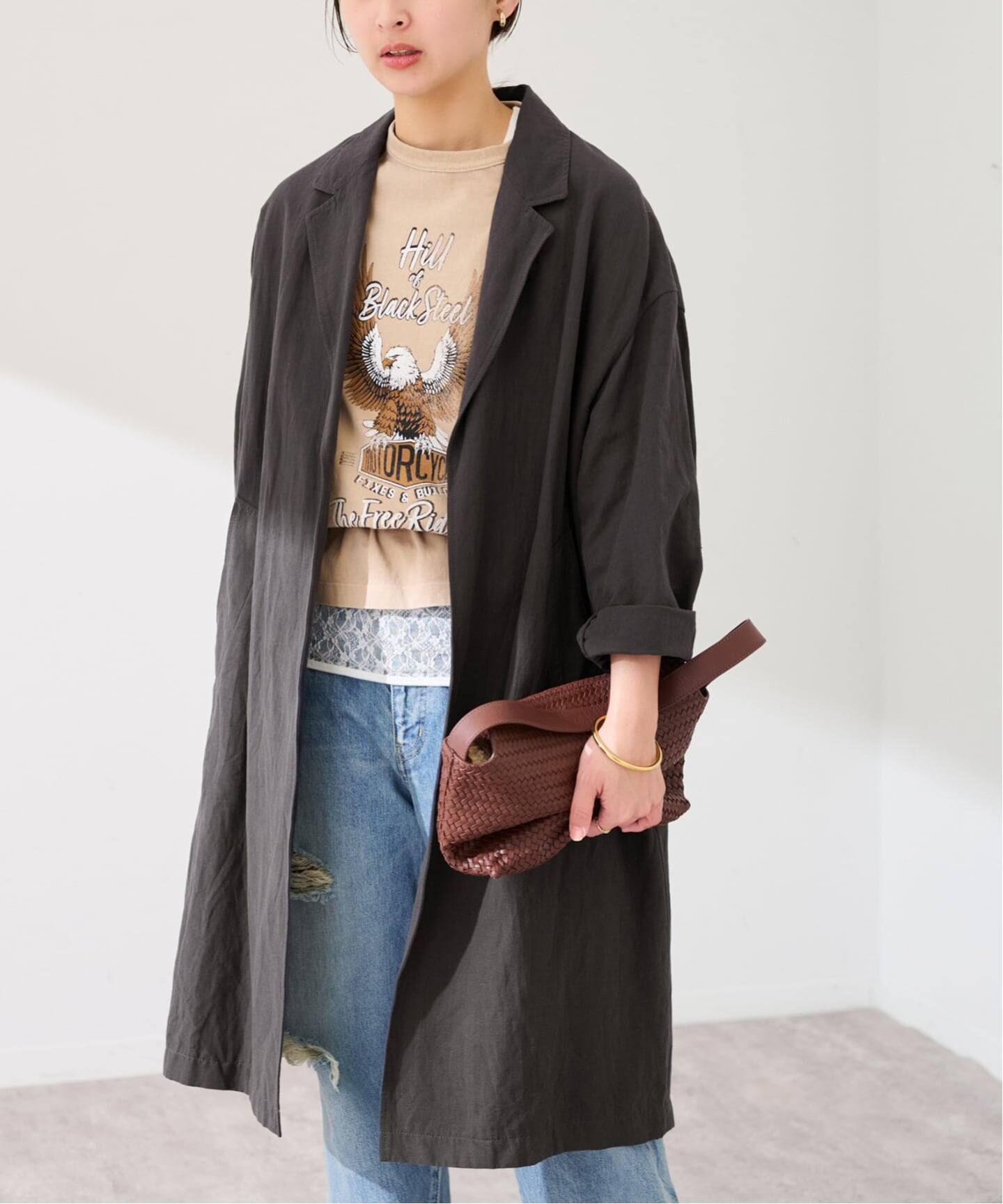 ≪一部カラーWEB限定 / 追加≫綿麻ポプリンコート（チェスターコート 