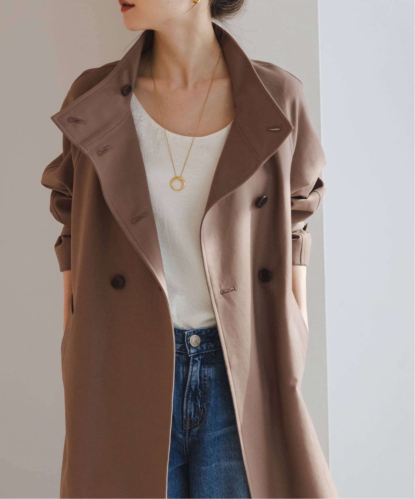 コットンダブルクロスハイネックロングコート（その他ブルゾン