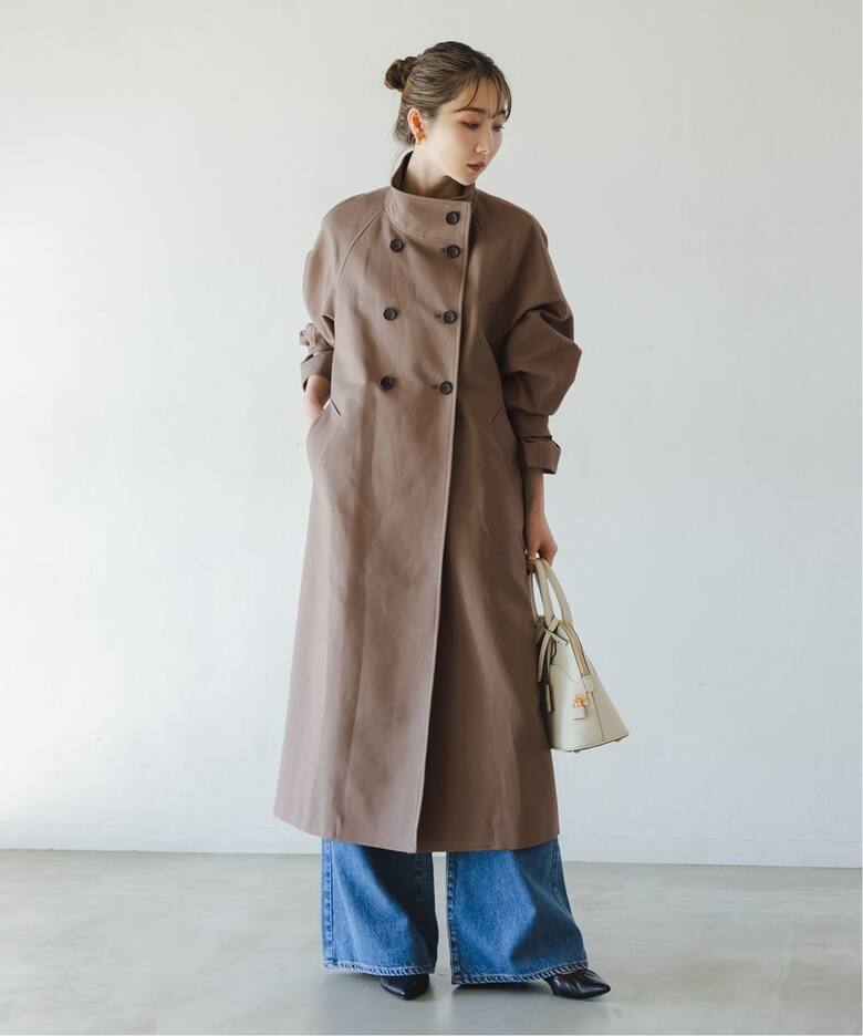 コットンダブルクロスハイネックロングコート（その他ブルゾン  