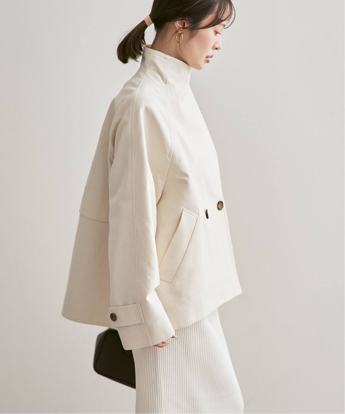 タグ付未使用✨NOBLE クルーネックショートコート ベージュ Noble（ノーブル）の「《追加》トリプルクロスCネックショートコート