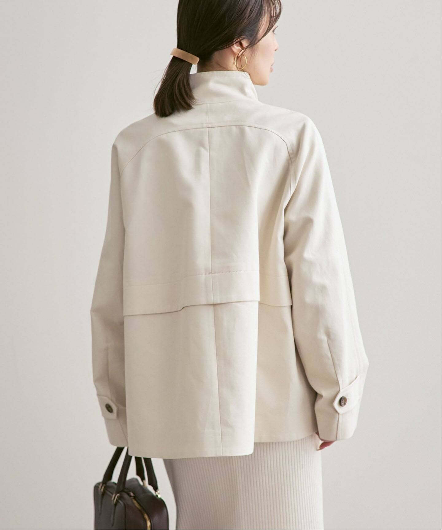 Noble ショートコート　グレージュ　ベージュ　36 コットンダブルクロススタンドショートコート（その他ブルゾン