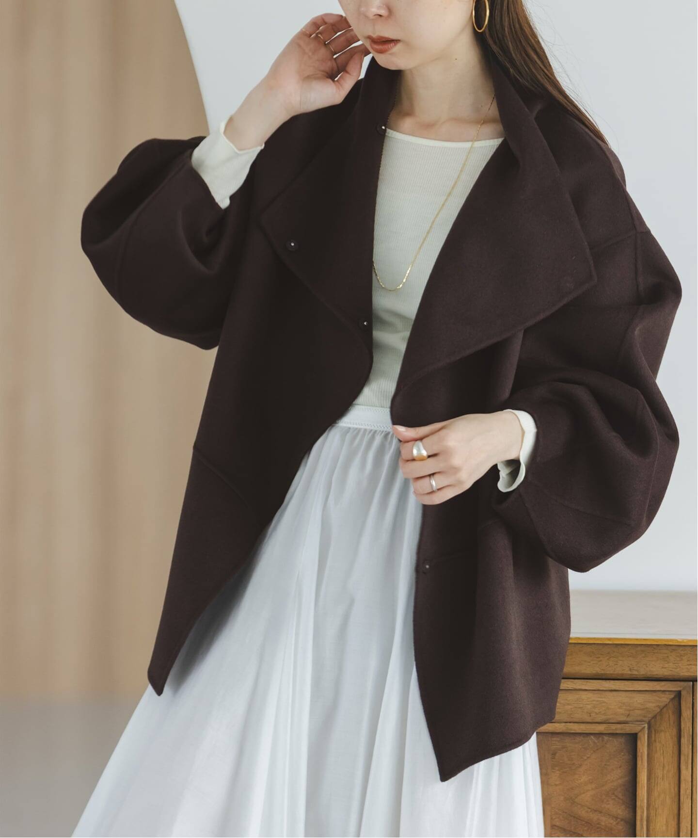 美品♡macoto × CASA FLINE ウールコート ショートコート 予約》Super160ウール/FOXショートコート（その他ブルゾン／アウター