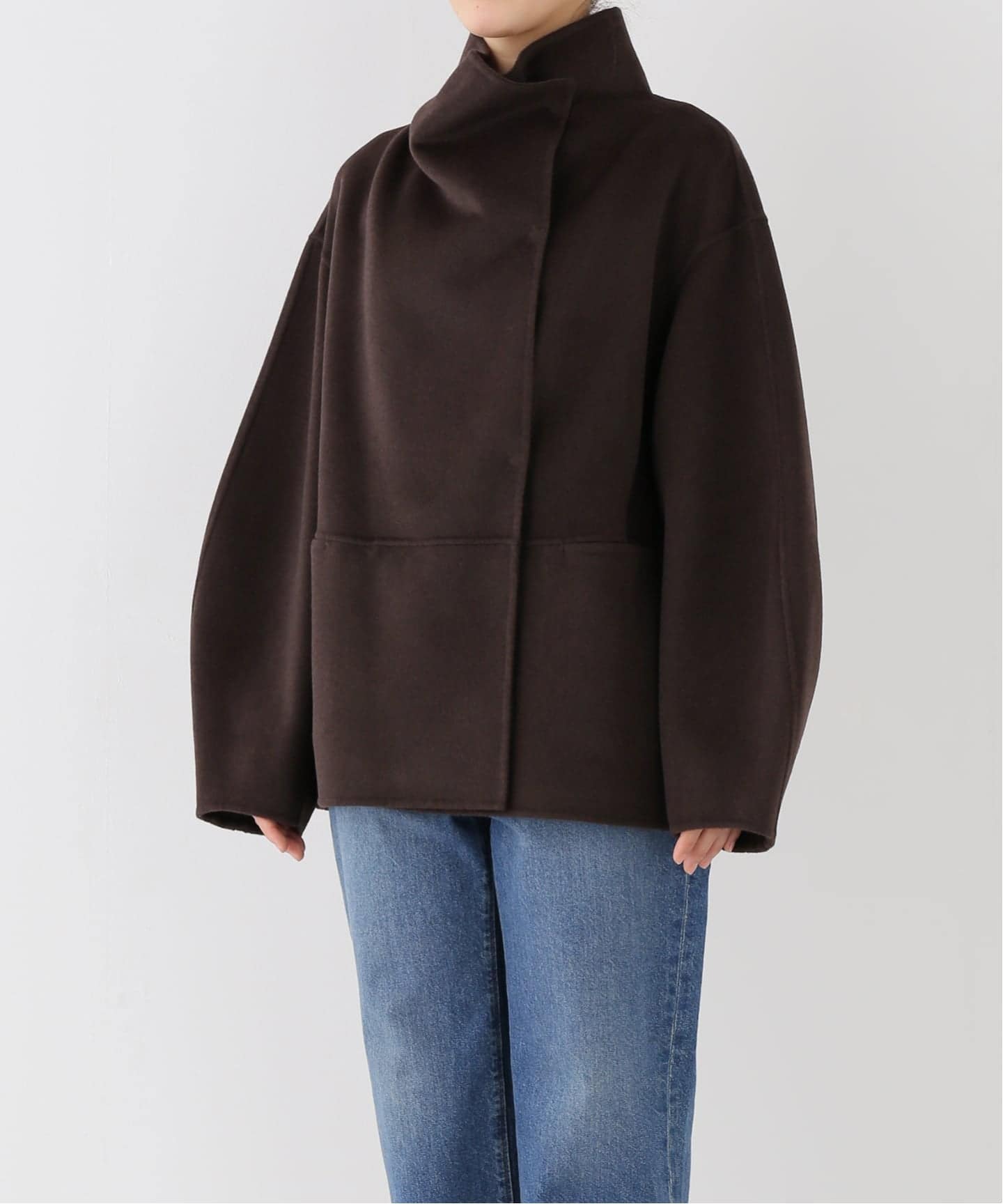 美品✨ミスクロエ ショートコート ジャケット ウール90% 黒 ブラック 40 Super160ウール/FOXショートコート（その他ブルゾン／アウター
