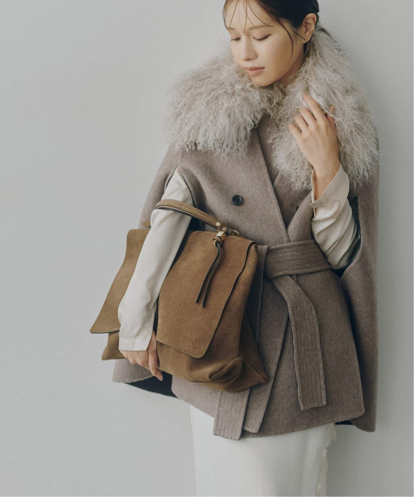 予約》【L'AUBEBLANC×NOBLE】 Dual Face Cape Coat（ノーカラーコート
