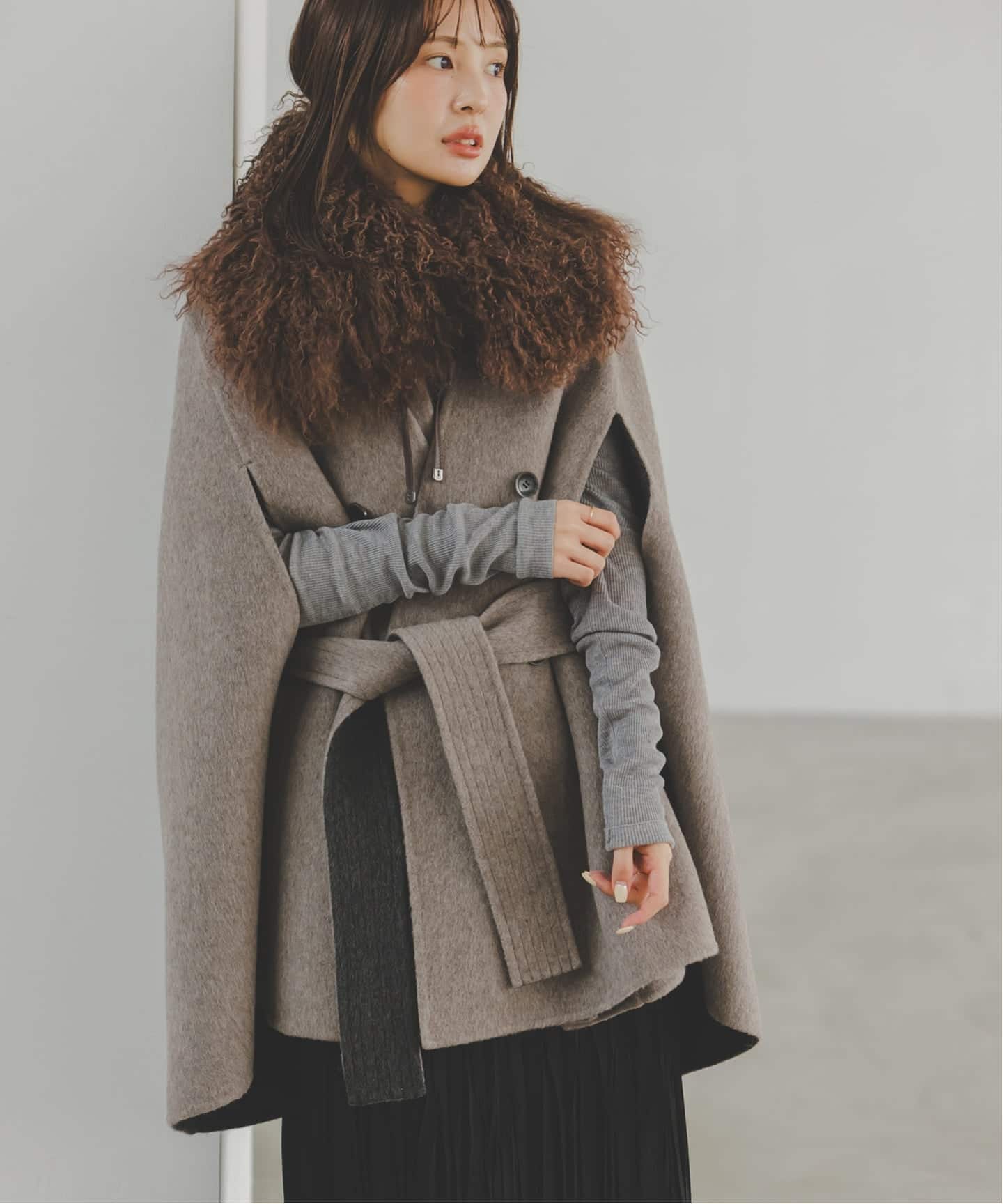 予約》【L'AUBEBLANC×NOBLE】 Dual Face Cape Coat（ノーカラーコート