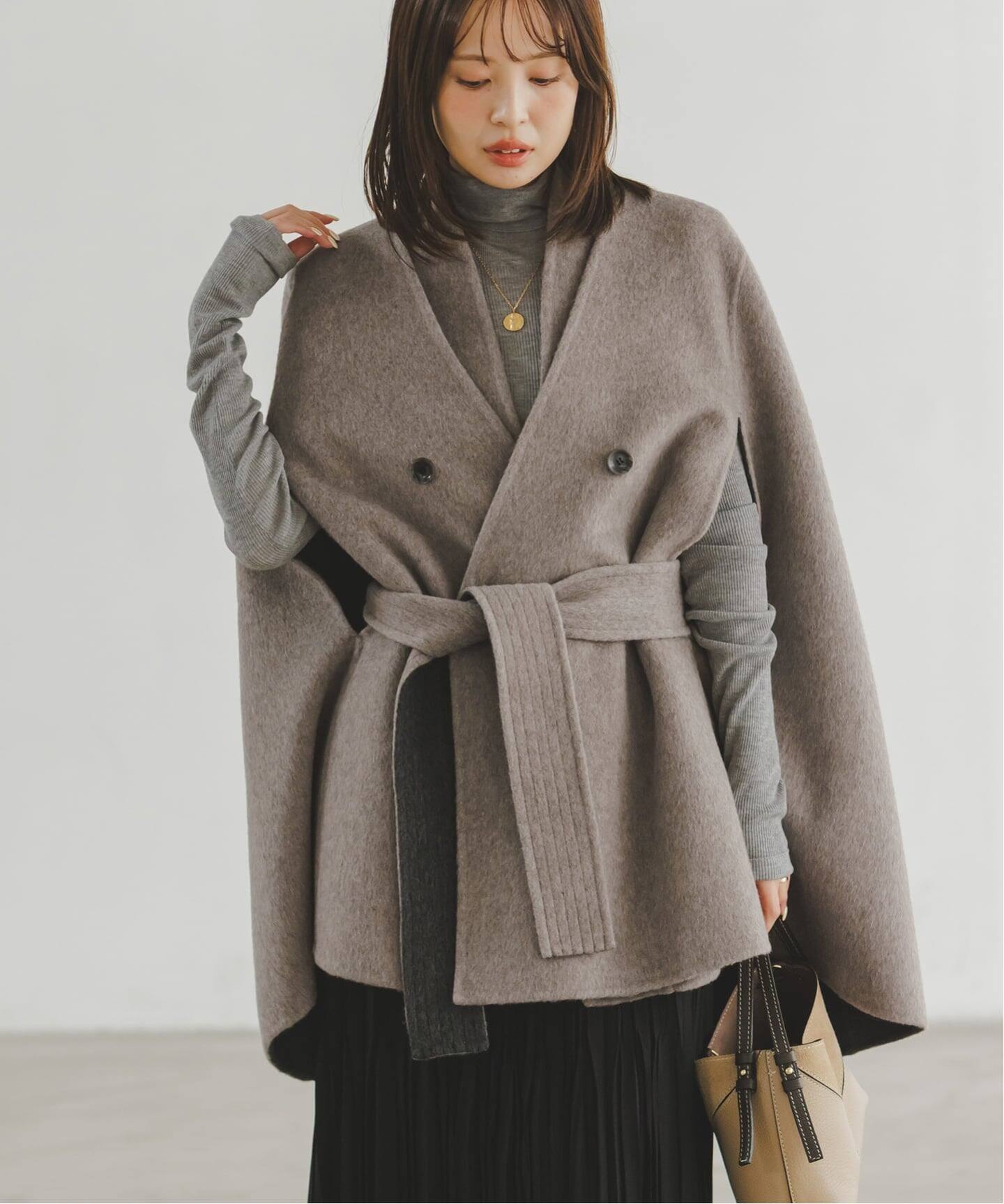 予約》【L'AUBEBLANC×NOBLE】 Dual Face Cape Coat（ノーカラーコート