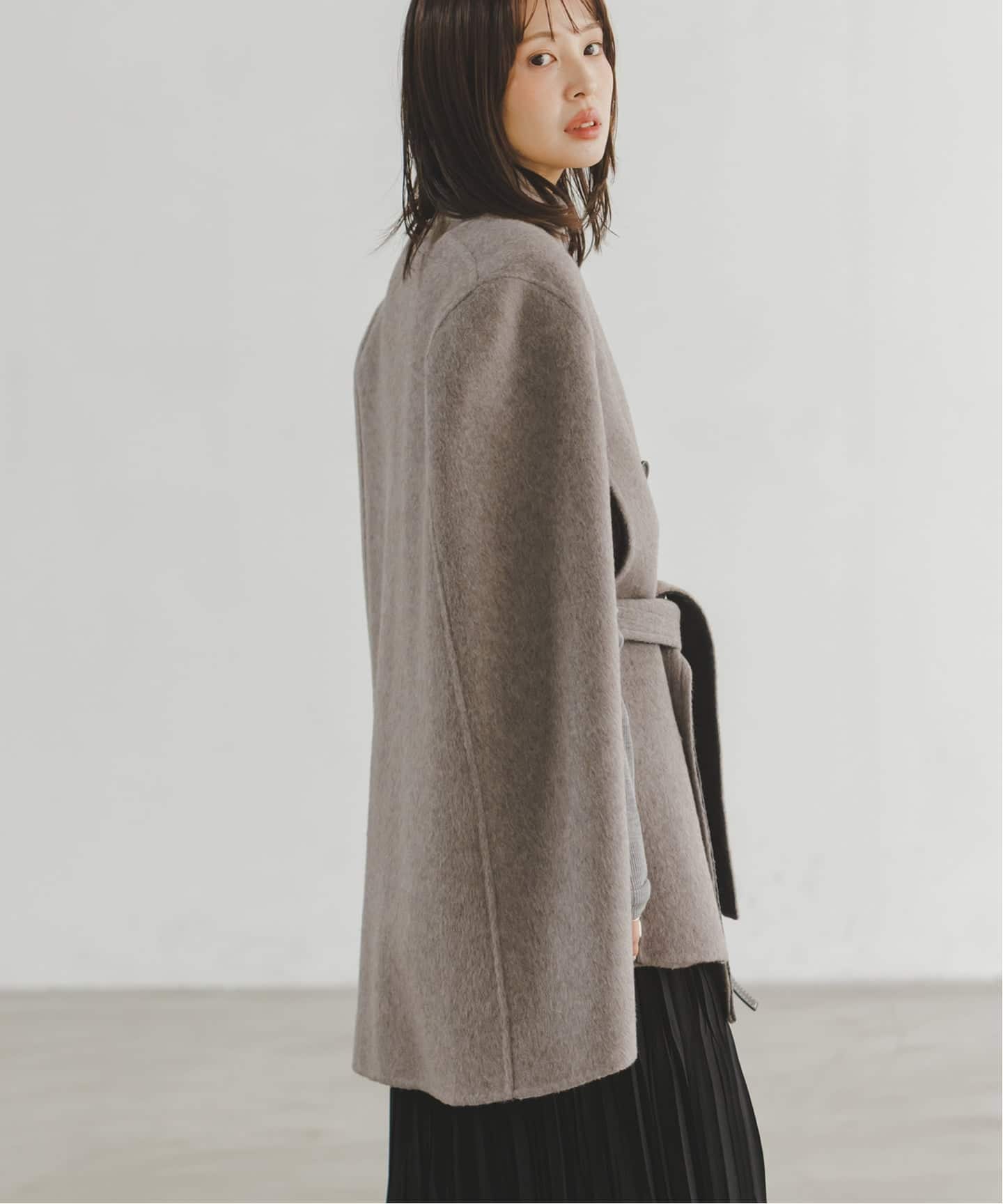 予約》【L'AUBEBLANC×NOBLE】 Dual Face Cape Coat（ノーカラーコート