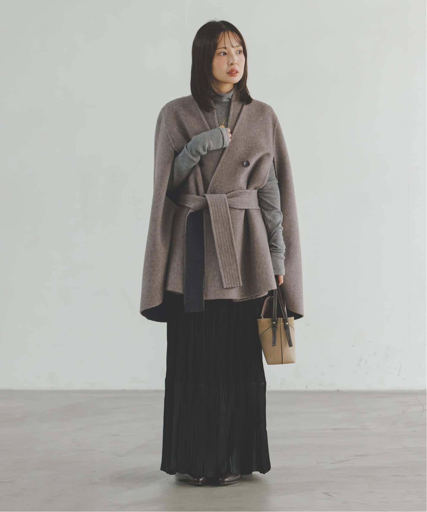 予約》【L'AUBEBLANC×NOBLE】 Dual Face Cape Coat（ノーカラーコート
