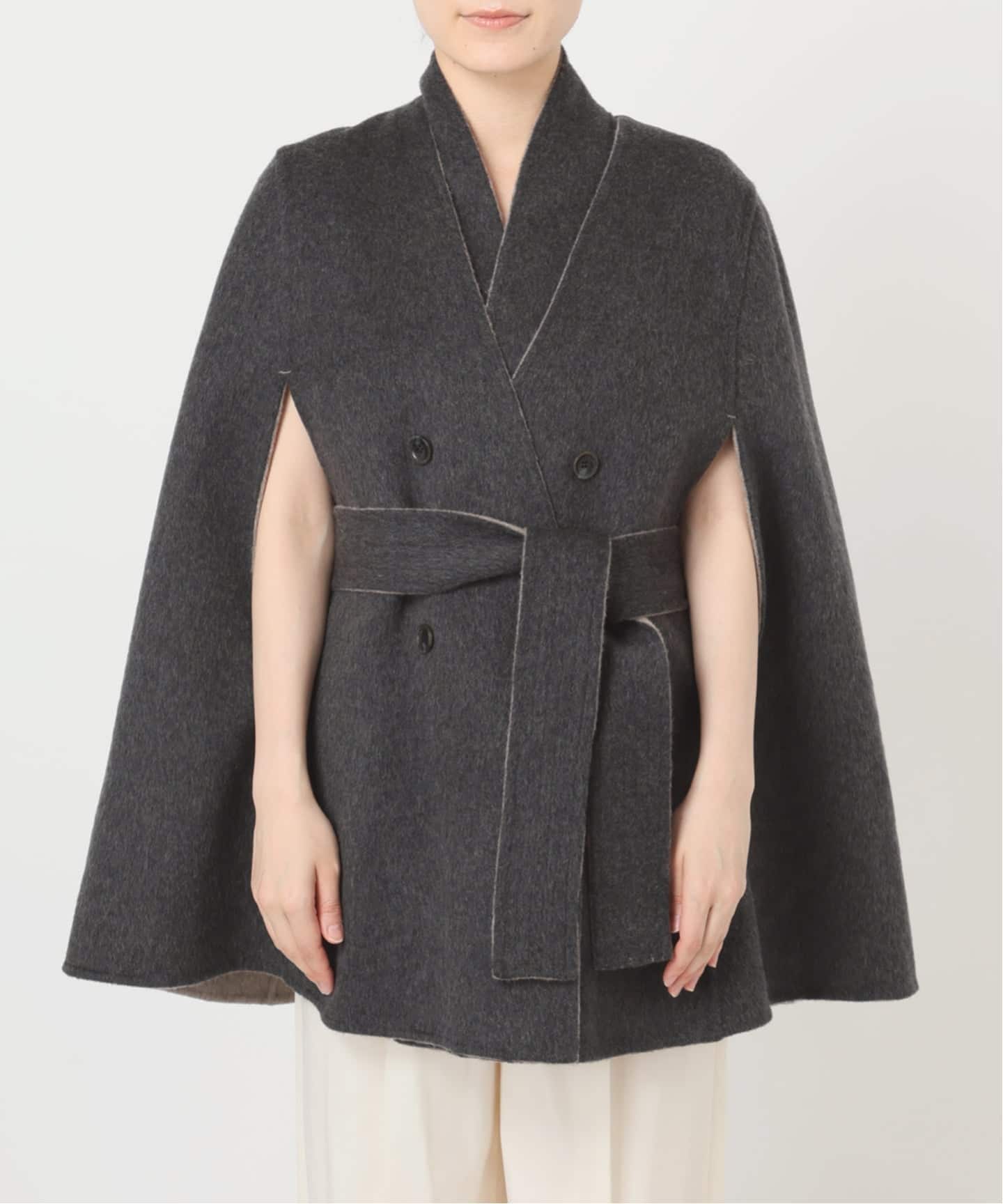 予約》【L'AUBEBLANC×NOBLE】 Dual Face Cape Coat（ノーカラーコート