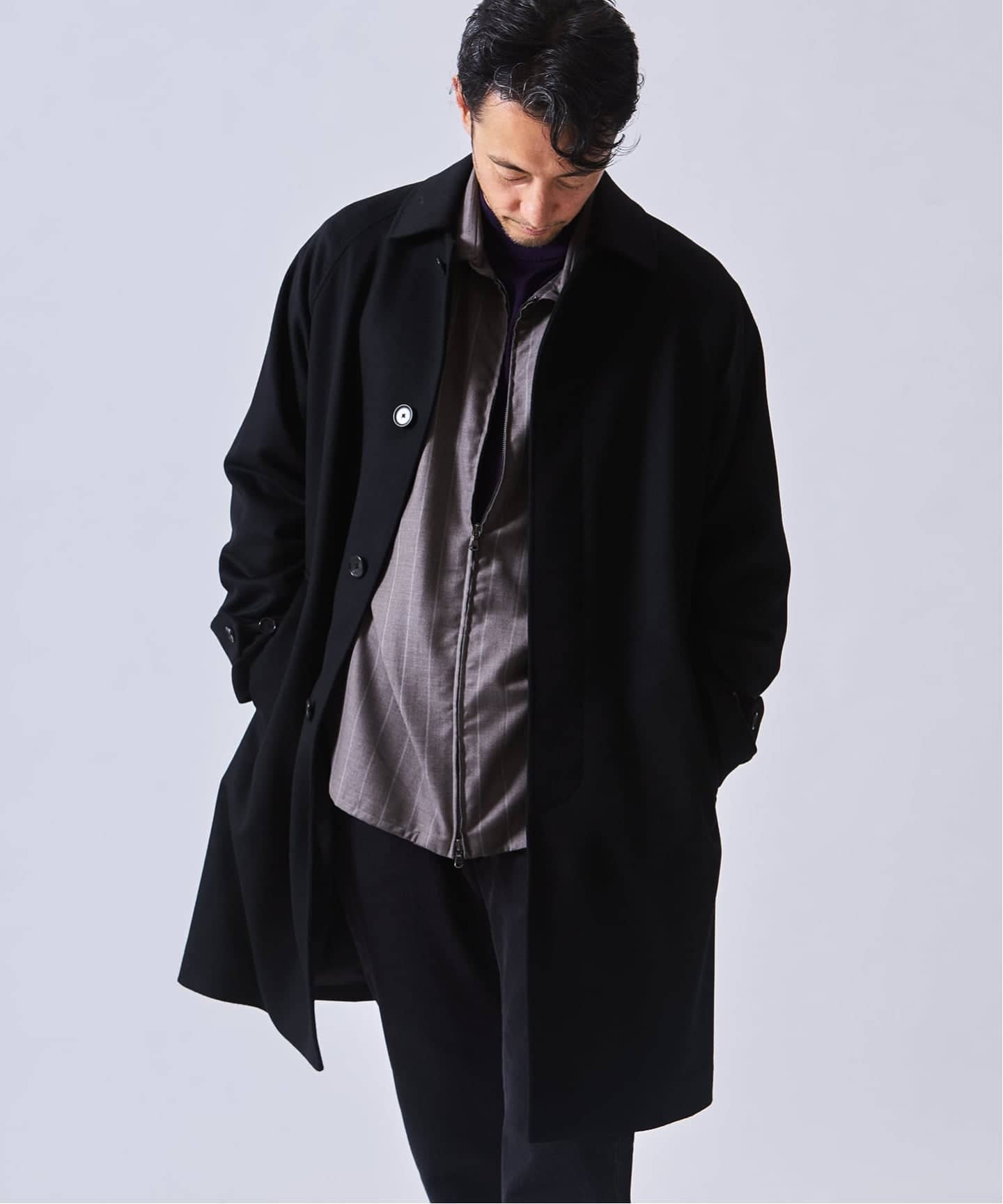 美品✨EDIFICE エディフィス カシミア ステンカラーコート　ネイビー 予約》ウールカシミアベルテッドコート（その他ブルゾン／アウター