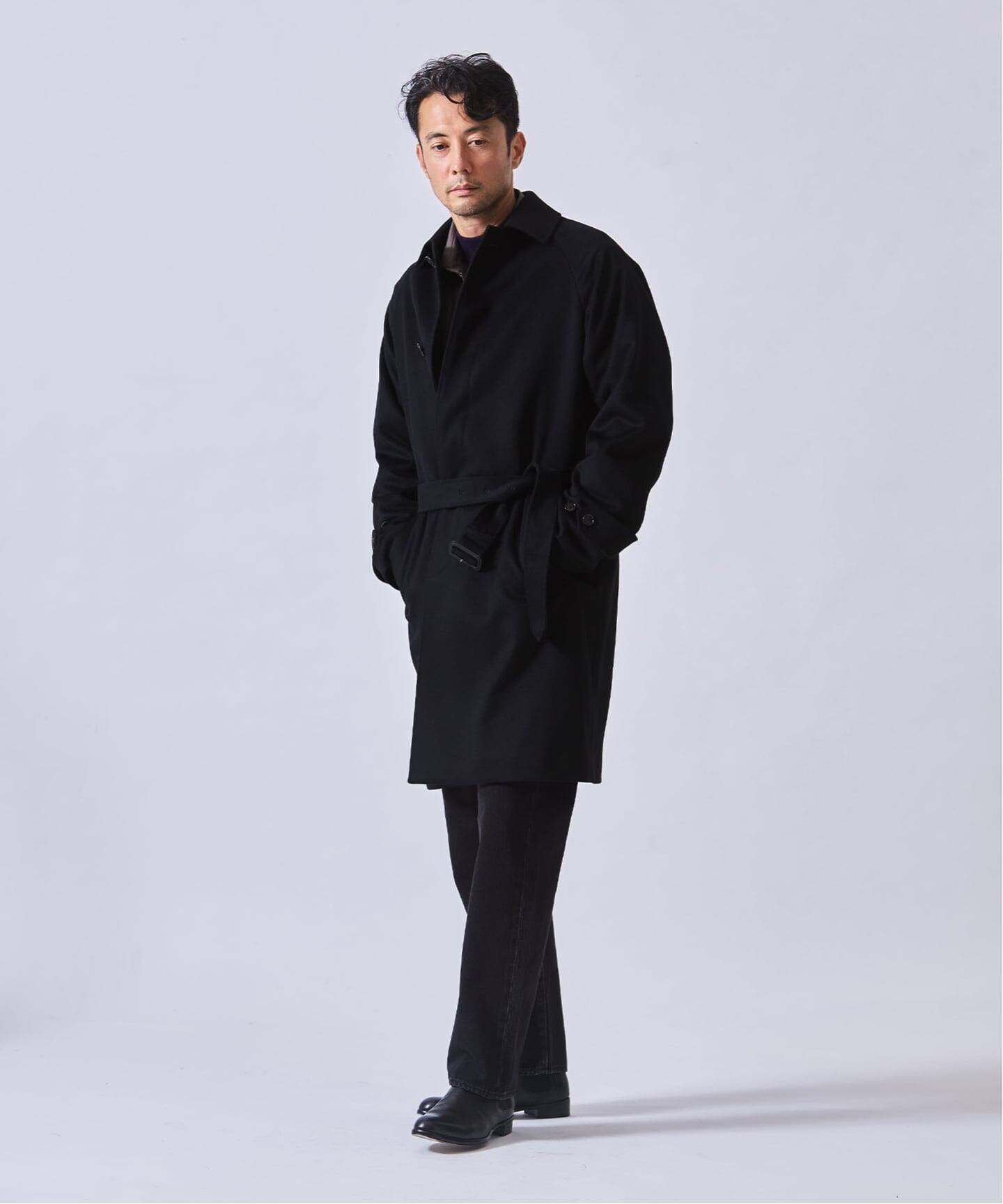 エディフィス★フーデッドコート★ウール★ネイビー★紺★防寒★美品★Ｌ★かっこいい 予約》ウールカシミアベルテッドコート（その他ブルゾン／アウター