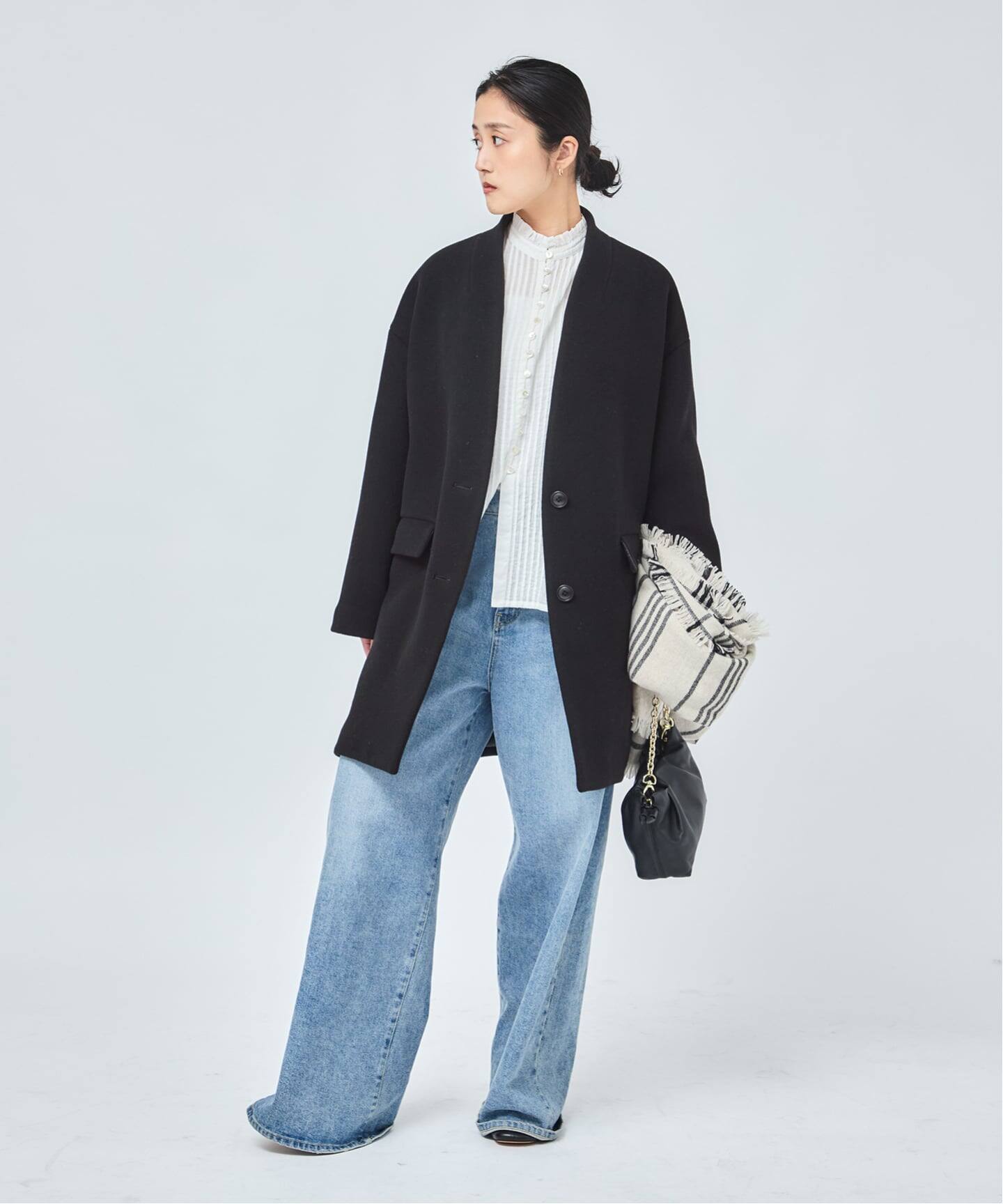 一部WEB限定カラー》SUPER140S/GIOLICA コクーンコート（ノーカラー 