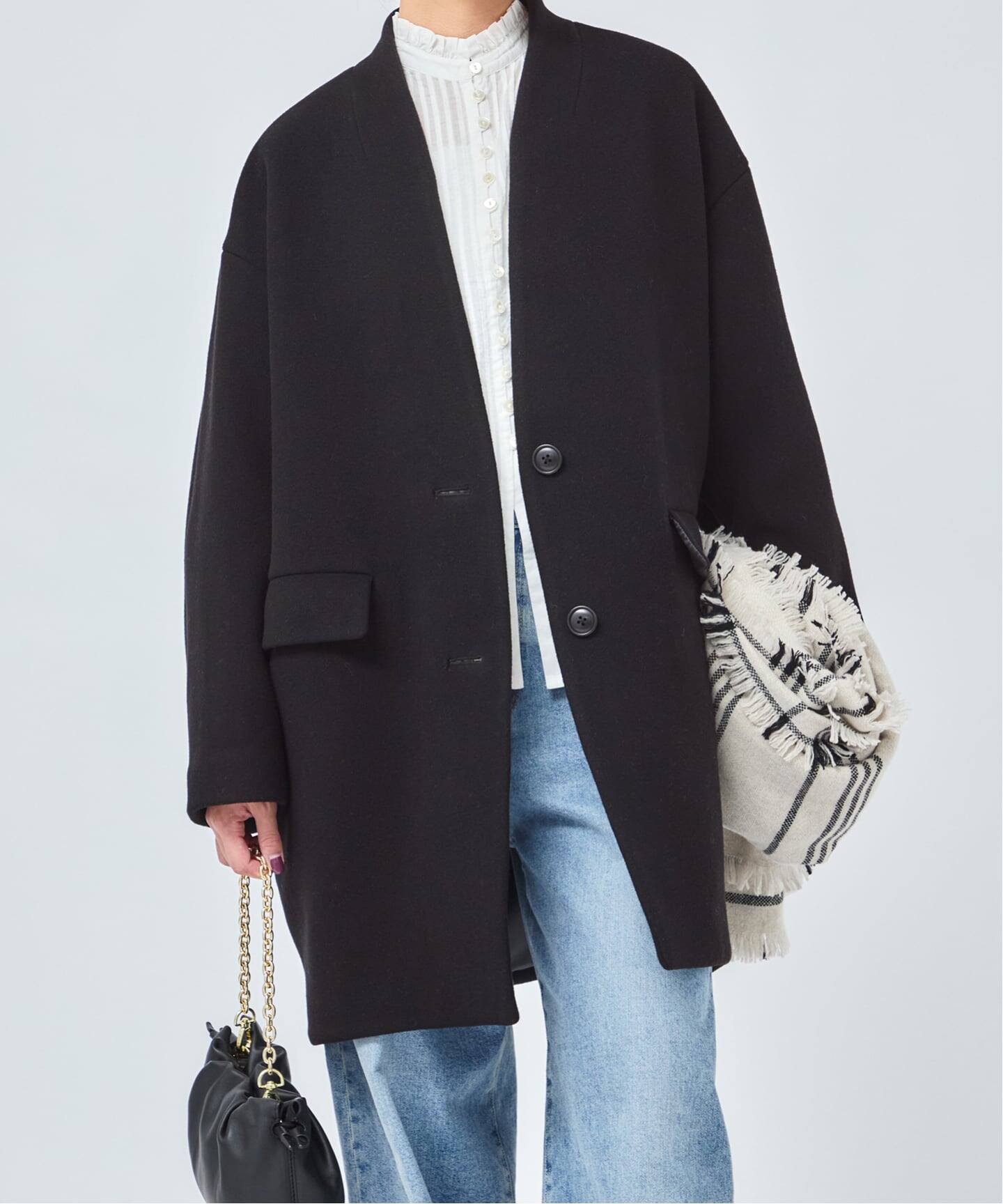 一部WEB限定カラー》SUPER140S/GIOLICA コクーンコート（ノーカラー 