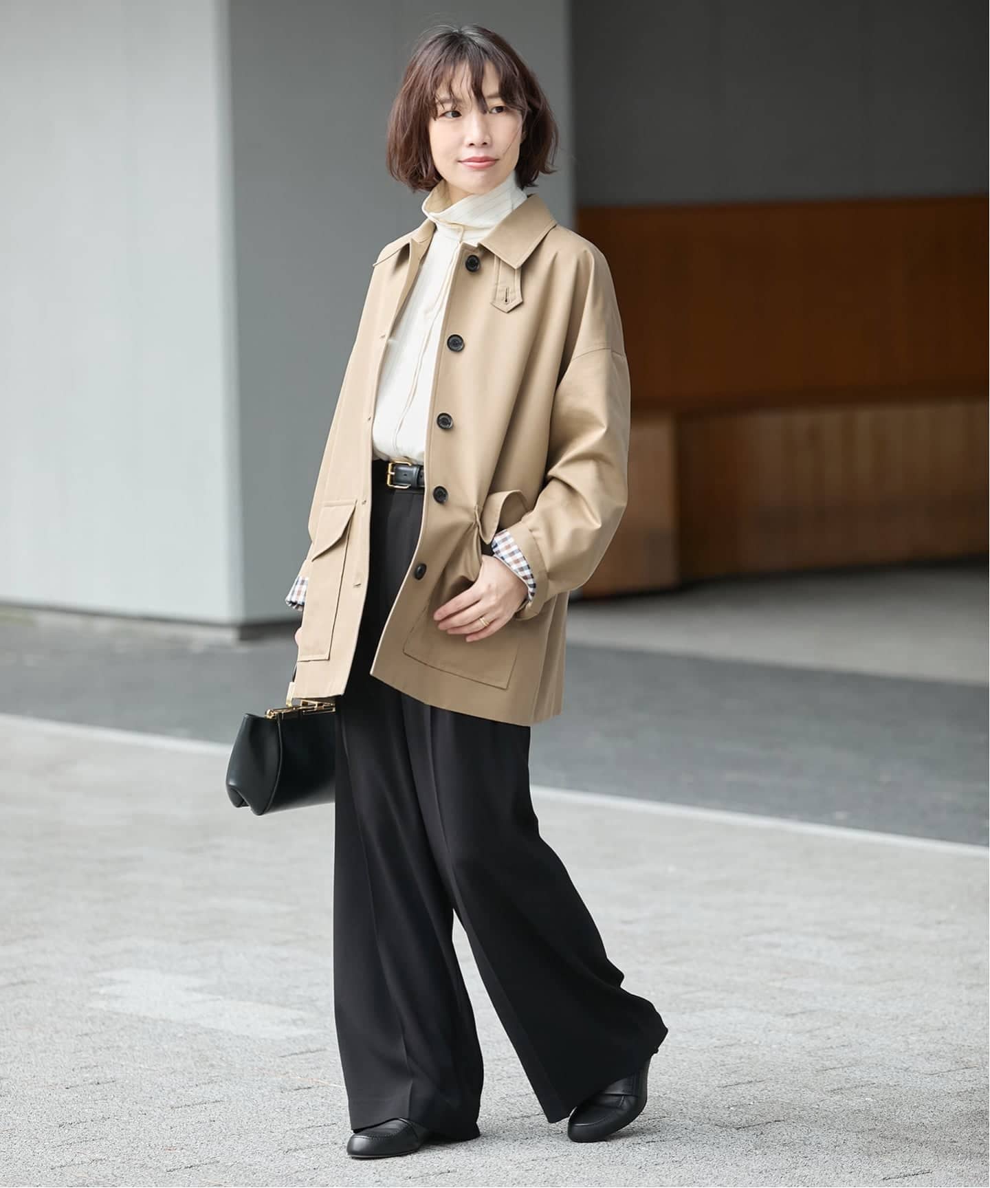 ★Smiles invite joy★AQUASCUTUM★ステンカラー 別注】Aquascutum×LESSAGEショートコート（ステンカラーコート