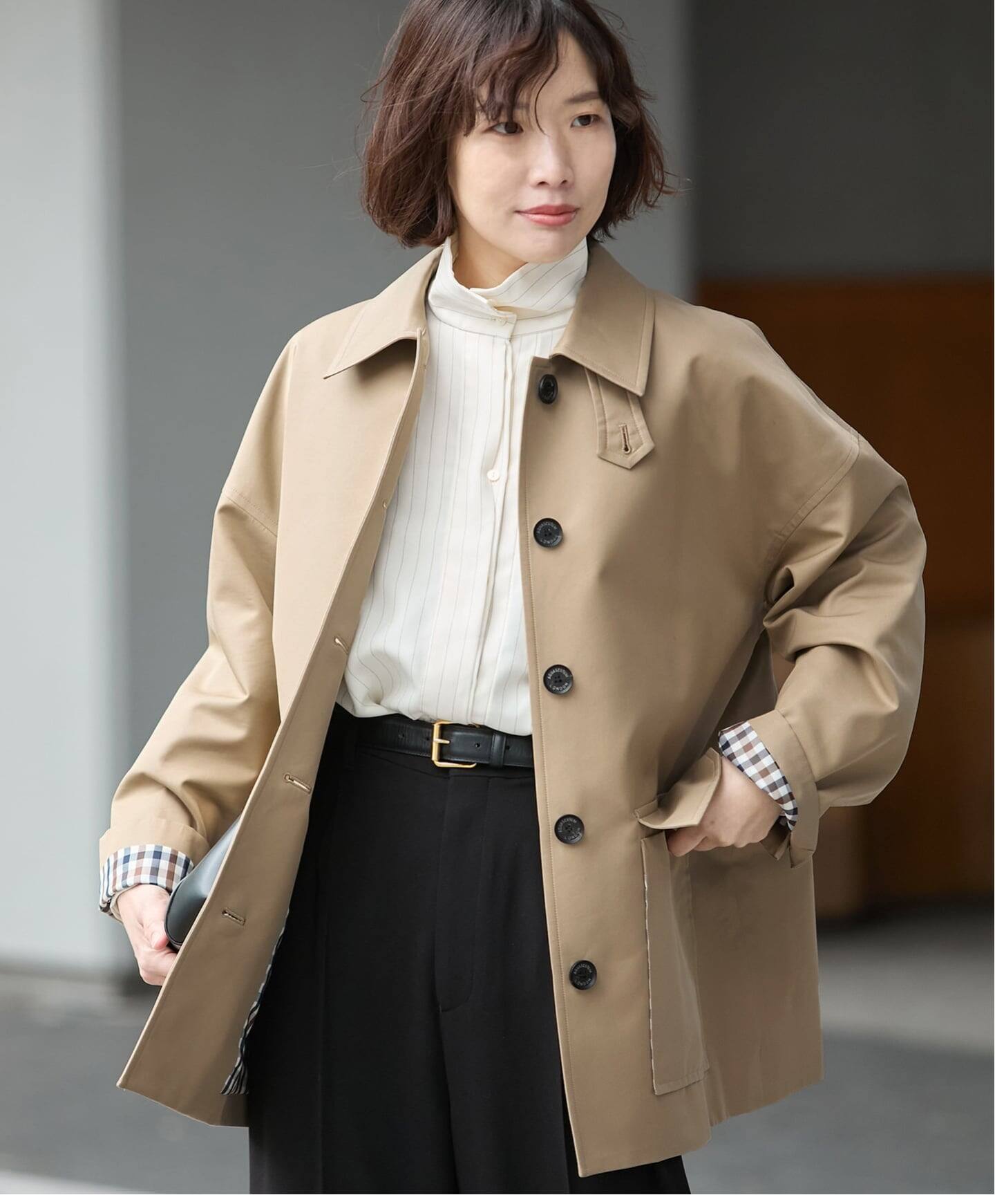 別注】Aquascutum×LESSAGEショートコート（ステンカラーコート