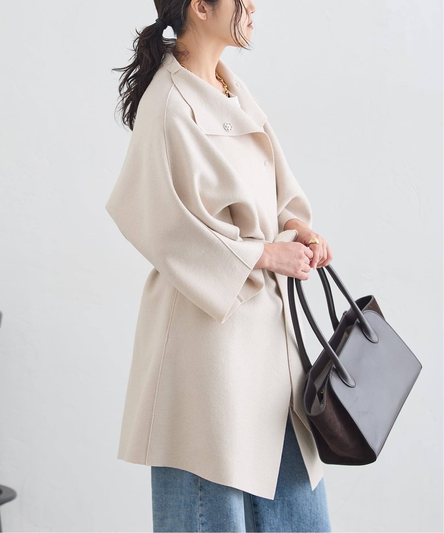 予約》HARRIS WHARF LONDON 別注 Women kimono mantle pressed wool