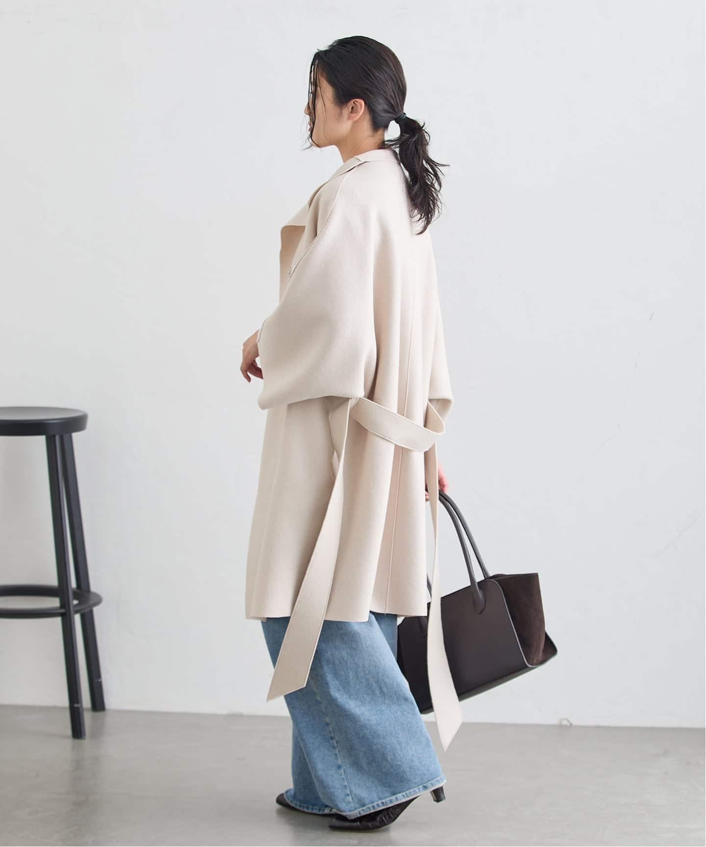 HARRIS WHARF LONDON 別注 Women kimono mantle pressed wool コート