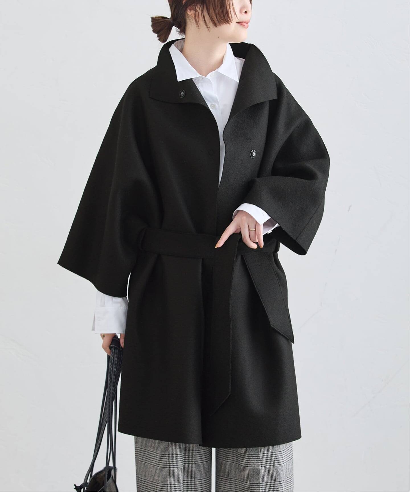 予約》HARRIS WHARF LONDON 別注 Women kimono mantle pressed wool 