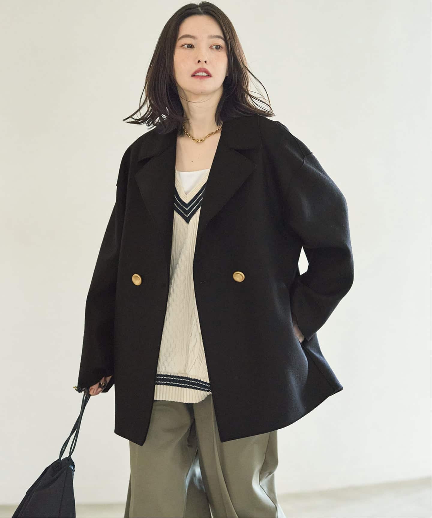 HARRIS WHARF LONDON Women dropped shoulder d.b. jacket p コート