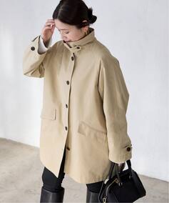 コットンステンカラーミディコート